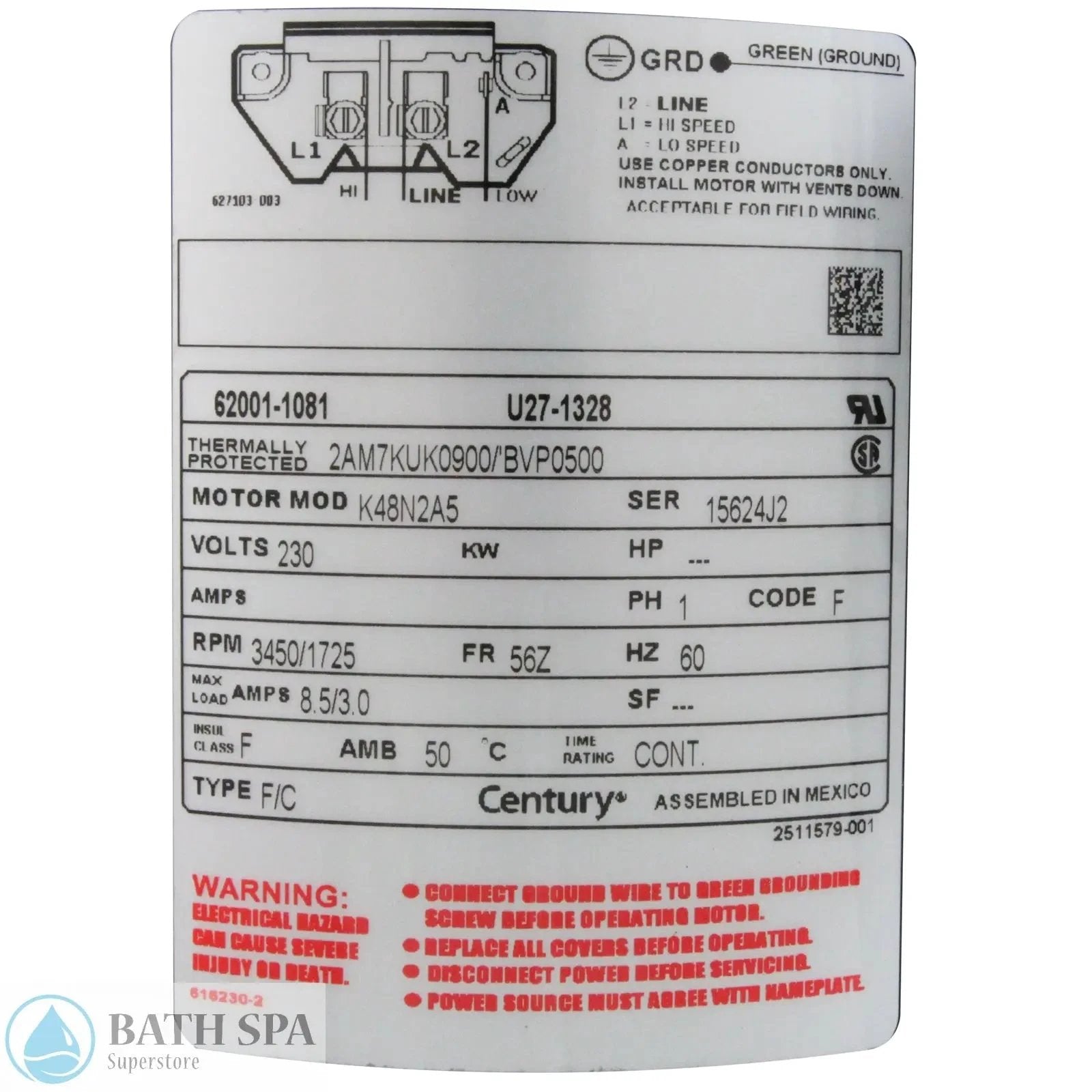 Balboa 2.0 HP Dura-Jet Spa Pump [230v] [48FR] [2-Spd] (1025009) 4239208-S Spa Pumps & Parts: Spa Pumps (Balboa Dura Jet Spa Pumps) 4239208-S_LABEL