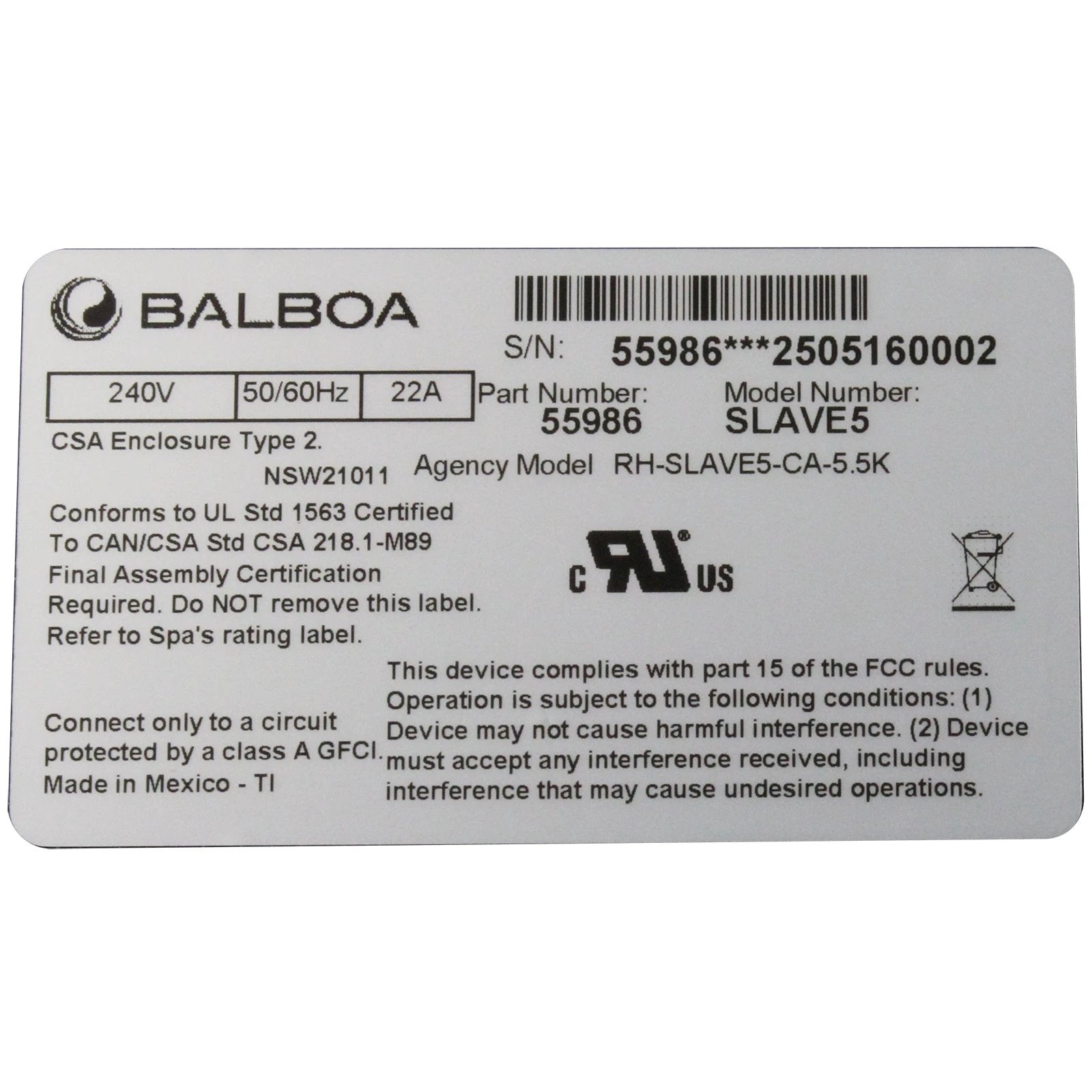 Balboa 5.5kW Slave System [Titanium] [58136] w/heater (55986) Spa Parts: Spa Control Systems (Balboa) 46-138-1380_4-LABEL__XL