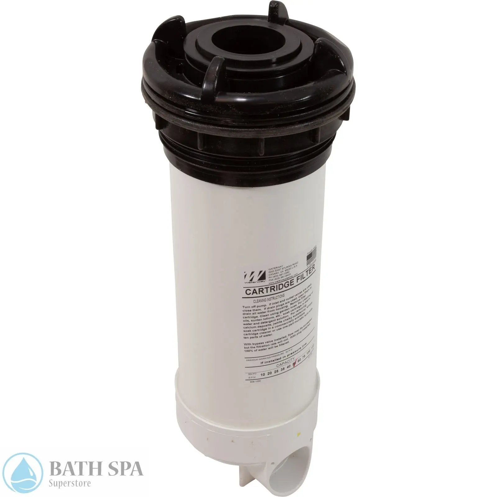 Waterway Dyna-Flo Plus Skim Filter [Top Mount] [Low Profile] [Black] [2"] [50 Sq. Ft.] [15 GPM] (510-6551) Spa Filters: Skim/Top Load Filter Waterway Skim Filters 510-6551_XL