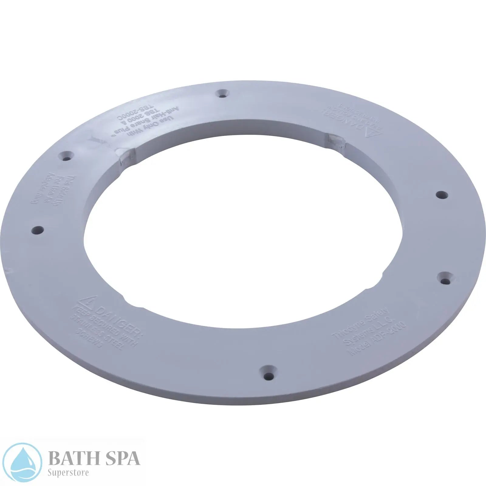 Triodyne 8" Round Main Drain Frame [Anti-Hair Snare] [W/Adapter] [Grey] (ADP-2810) Pool Parts: Pool Main Drain 55-235-1020_1-REVERSE__XL