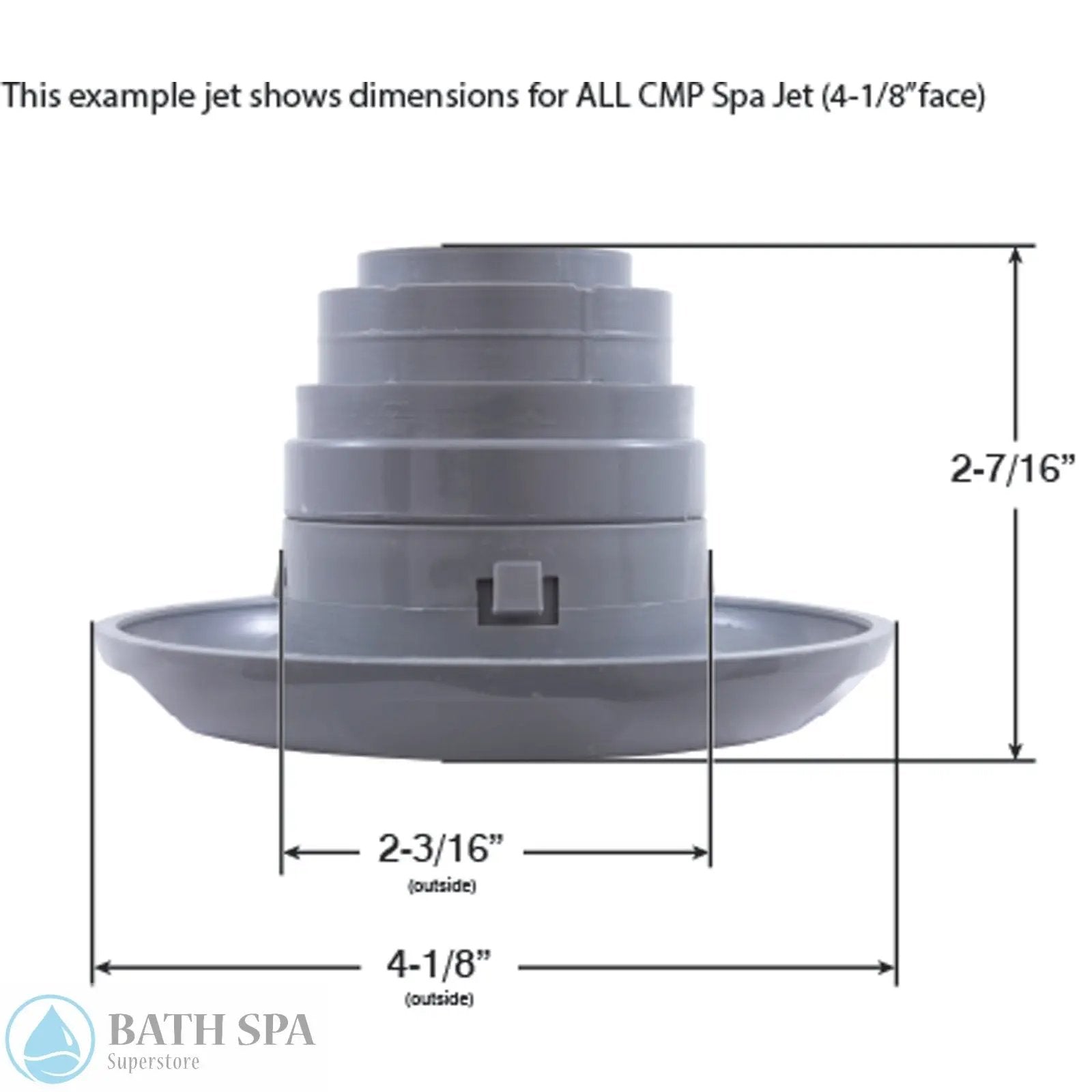 CMP Spa 4-1/8" FD Jet, Directional Graphic Grey (23545-111-0000) Spa Parts 55-605-1302_7-DIMENSIONS__XL