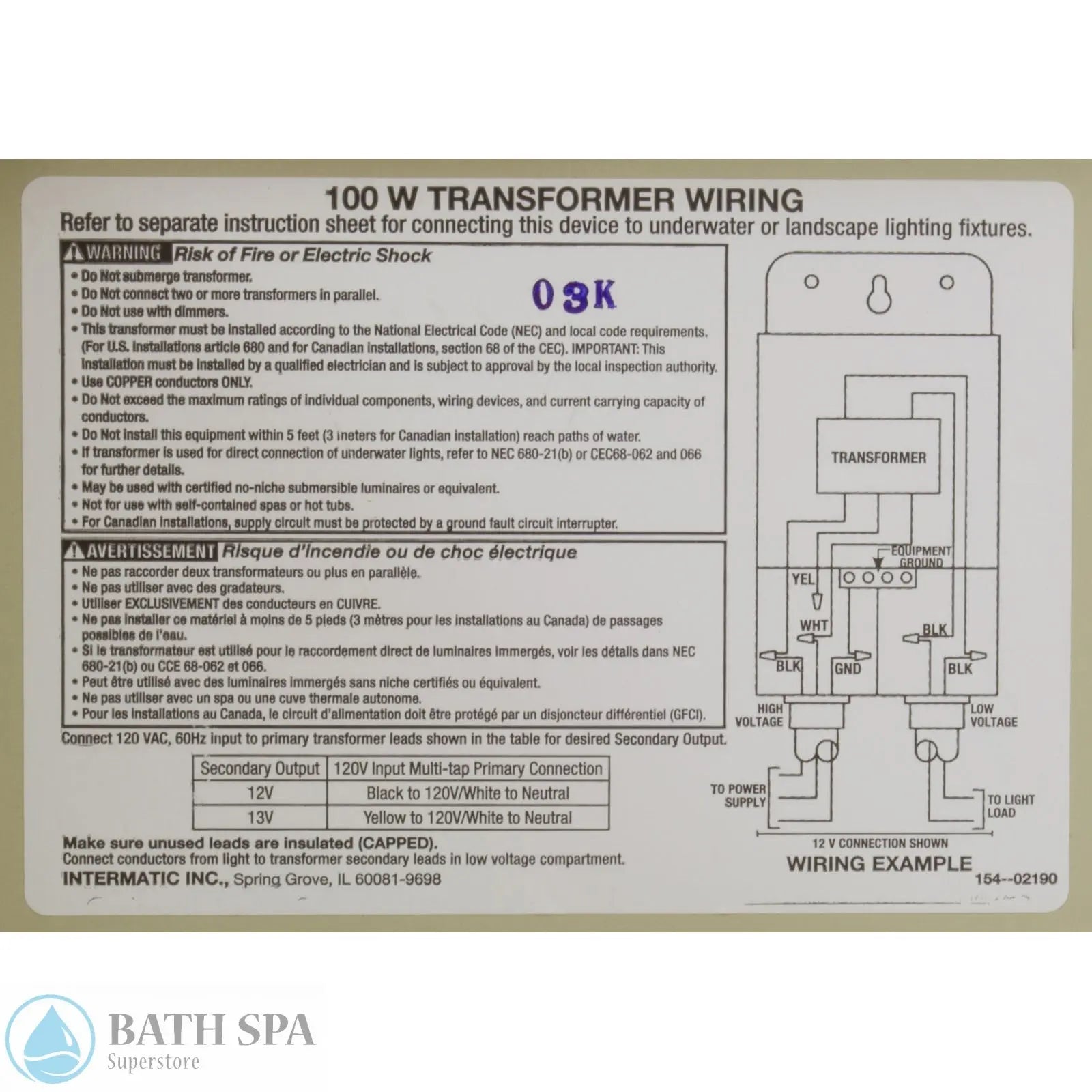 Intermatic Transformer [115v] 12v/13v] [100w] [Beige] [Steel] (PX100) Lighting: Light Repair Parts 57-155-1000_3-SCHEMATICS__XL