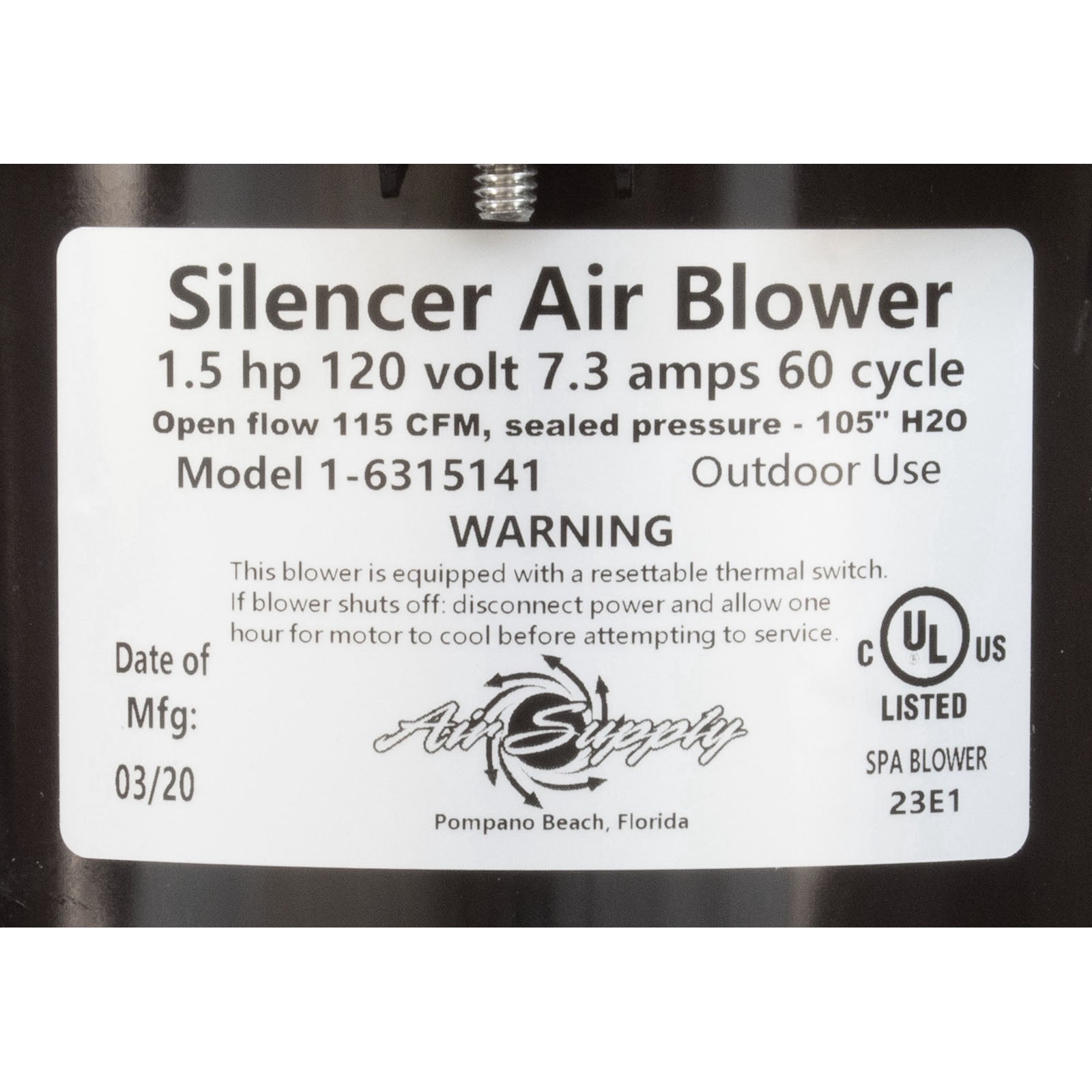 Silencer Air Blower - 1.5HP, 120V, 7.3 Amps (6315141)