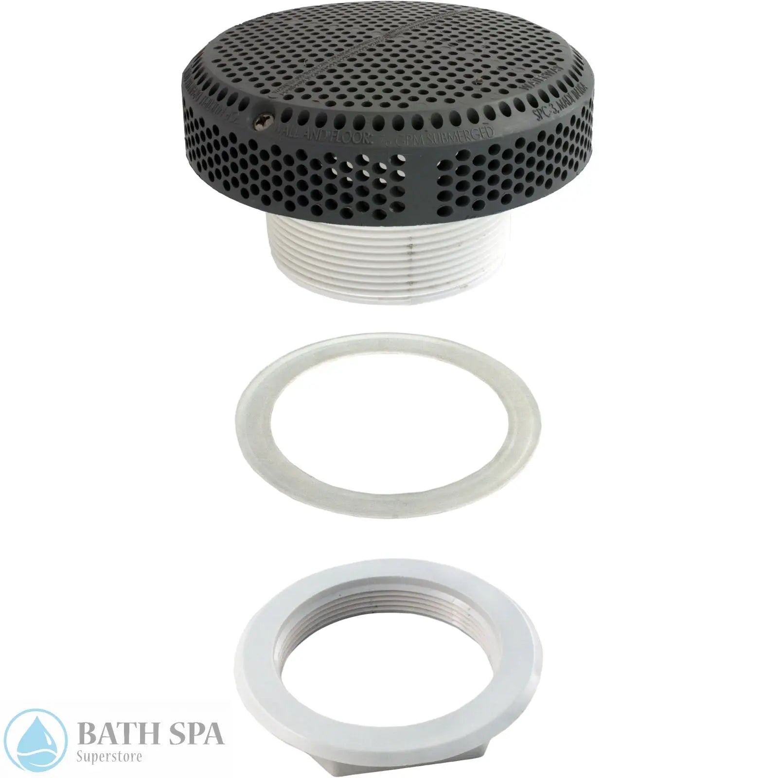 Waterway 5" Super Hi-Flo Suction [2.5" x Straight] [251 GPM] [VGB 2008] [Gray] (640-3587V) Spa Parts: Spa Suctions 640-3587V-EXPLODED