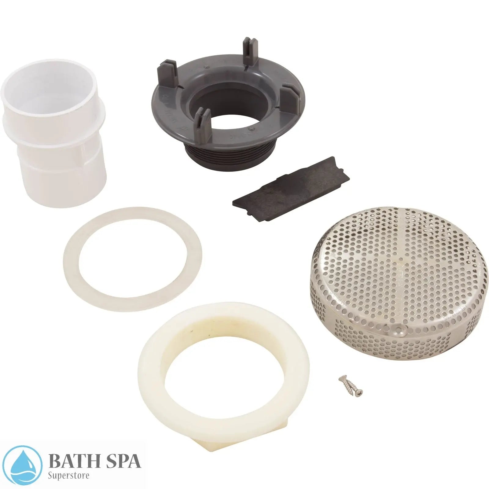 Waterway 5" Super Hi-Flo Suction [3-3/8" HS x 2"Slip] [White/Stainless Steel] (640-3630S V) Spa Parts: Spa Suctions 640-3630S_V