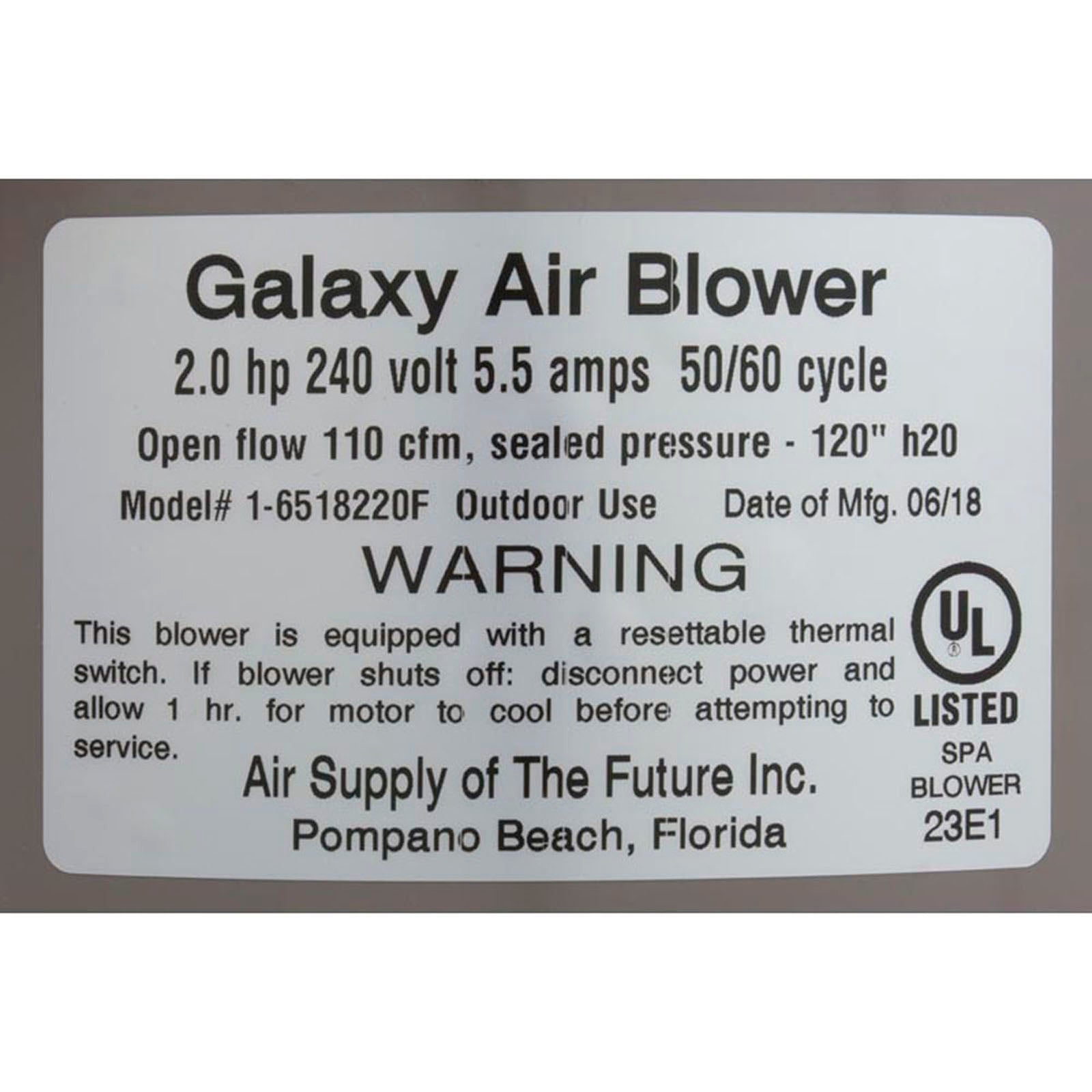 Galaxy Air Blower - 2.0HP, 240V, 5.5a Outdoor (6520231)