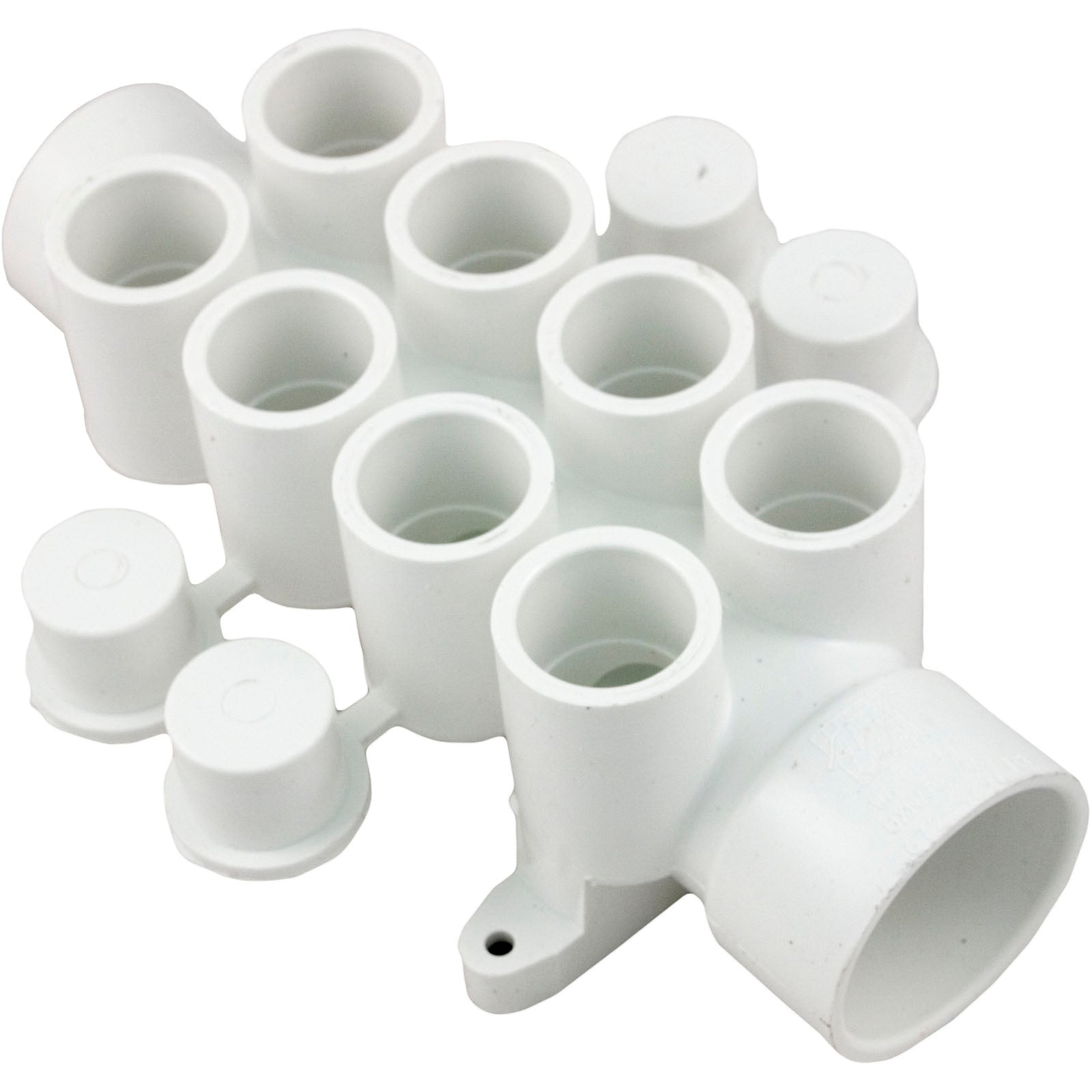 Waterway 8-Port Manifold [1-1/2" Spigot x 1-1/2" Slip  x (8) 3/4" Socket W/4 Plugs] (672-4640)