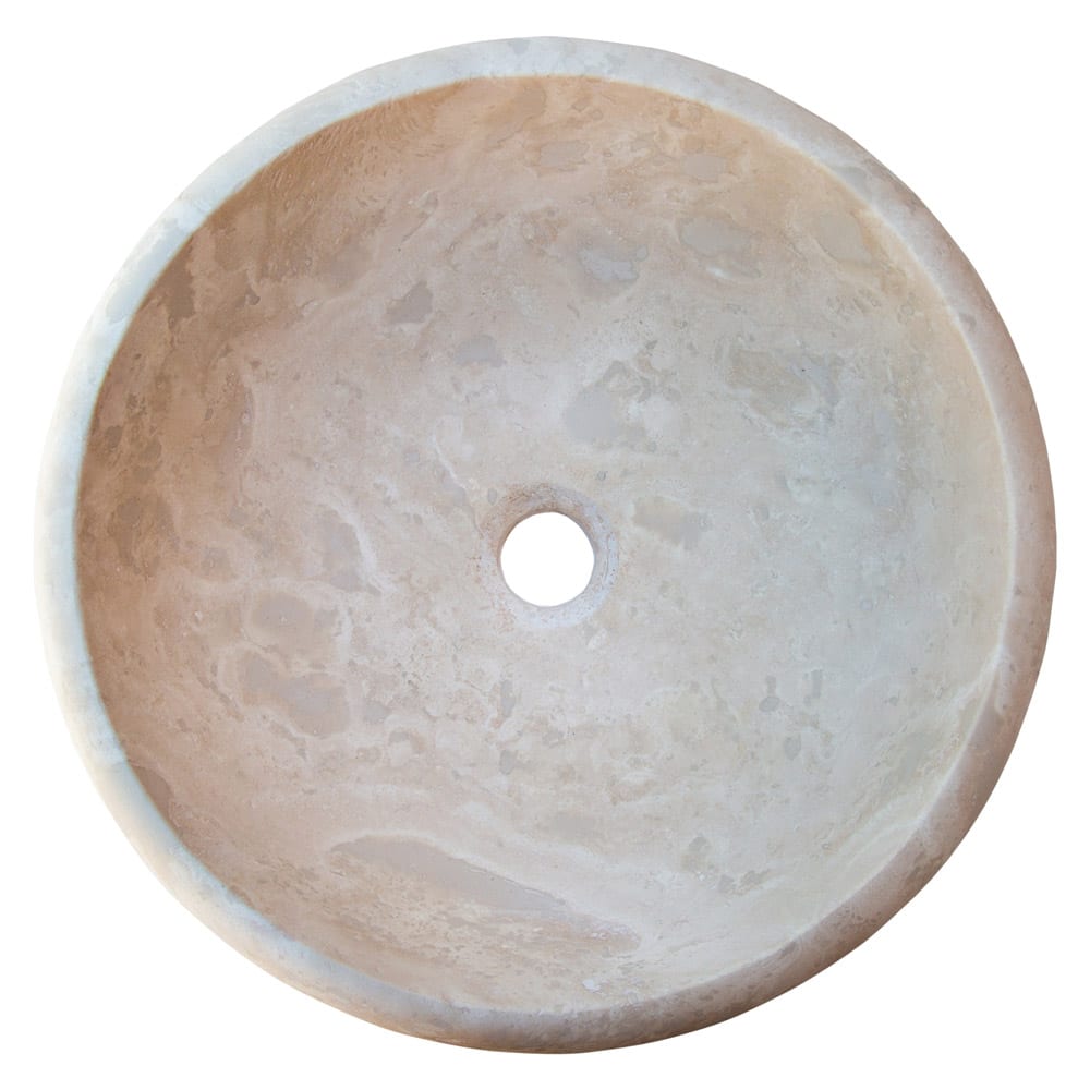 Beige Travertine Natural Stone Drop-in Bathroom Sink Honed and Filled (D)16" (H)6"