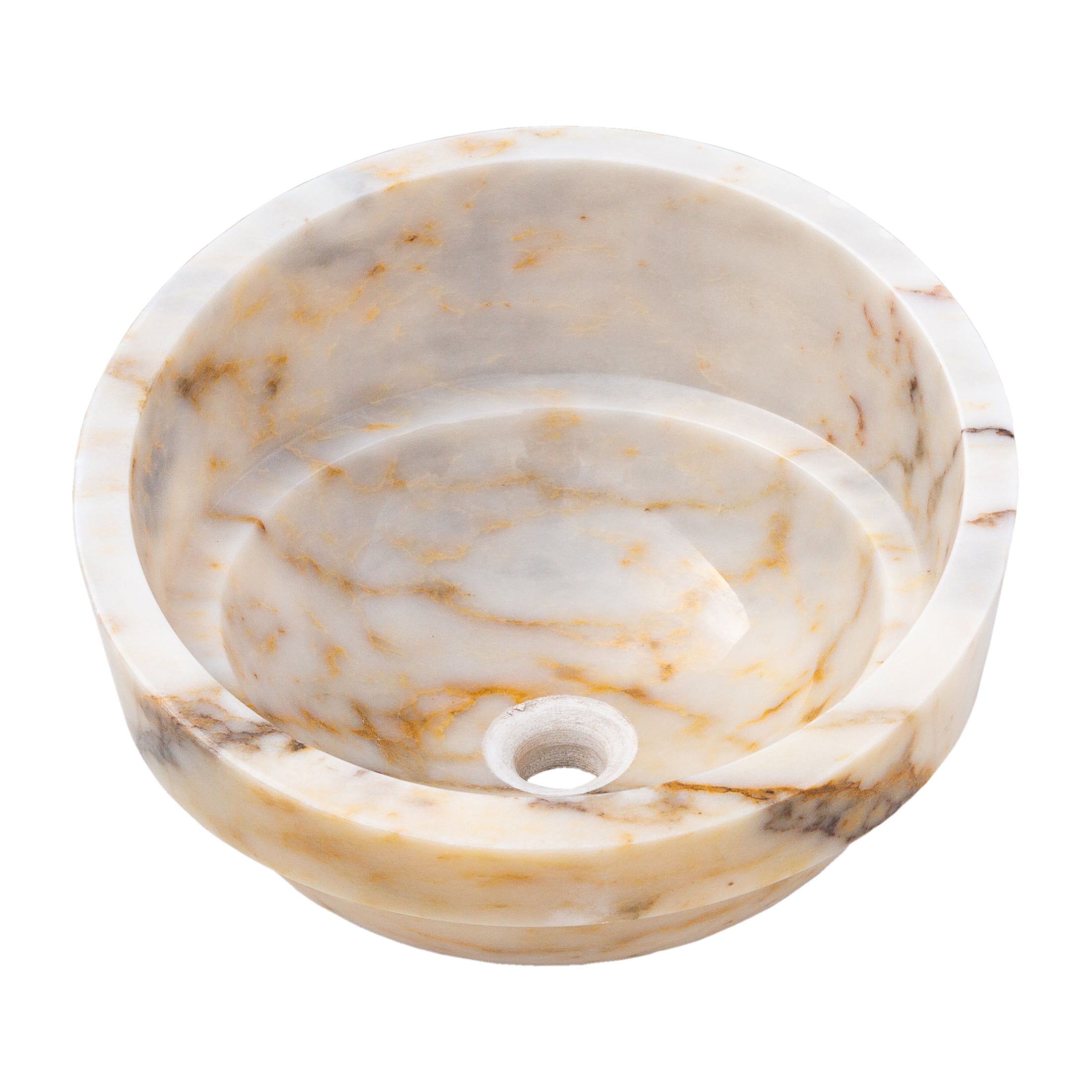 Bianco Giallo Marble Hair Salon Above Vanity Vessel Sink Bowl Polished (D)16" (H)9"