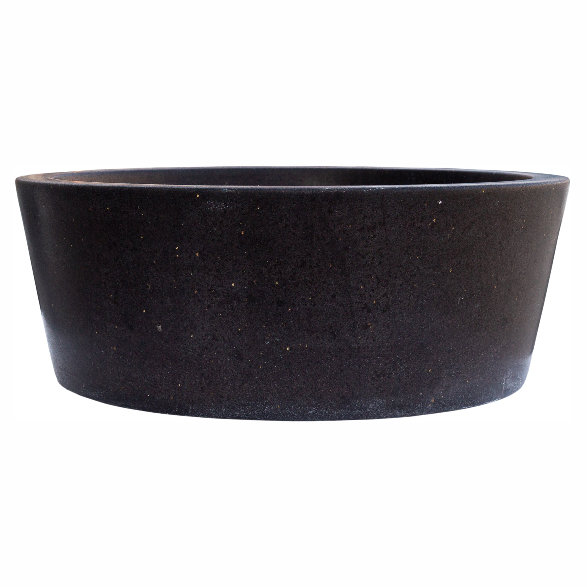 Black Andesite Natural Stone Tapered Above Vanity Bathroom Sink Honed/Matte (D)16" (H)6"