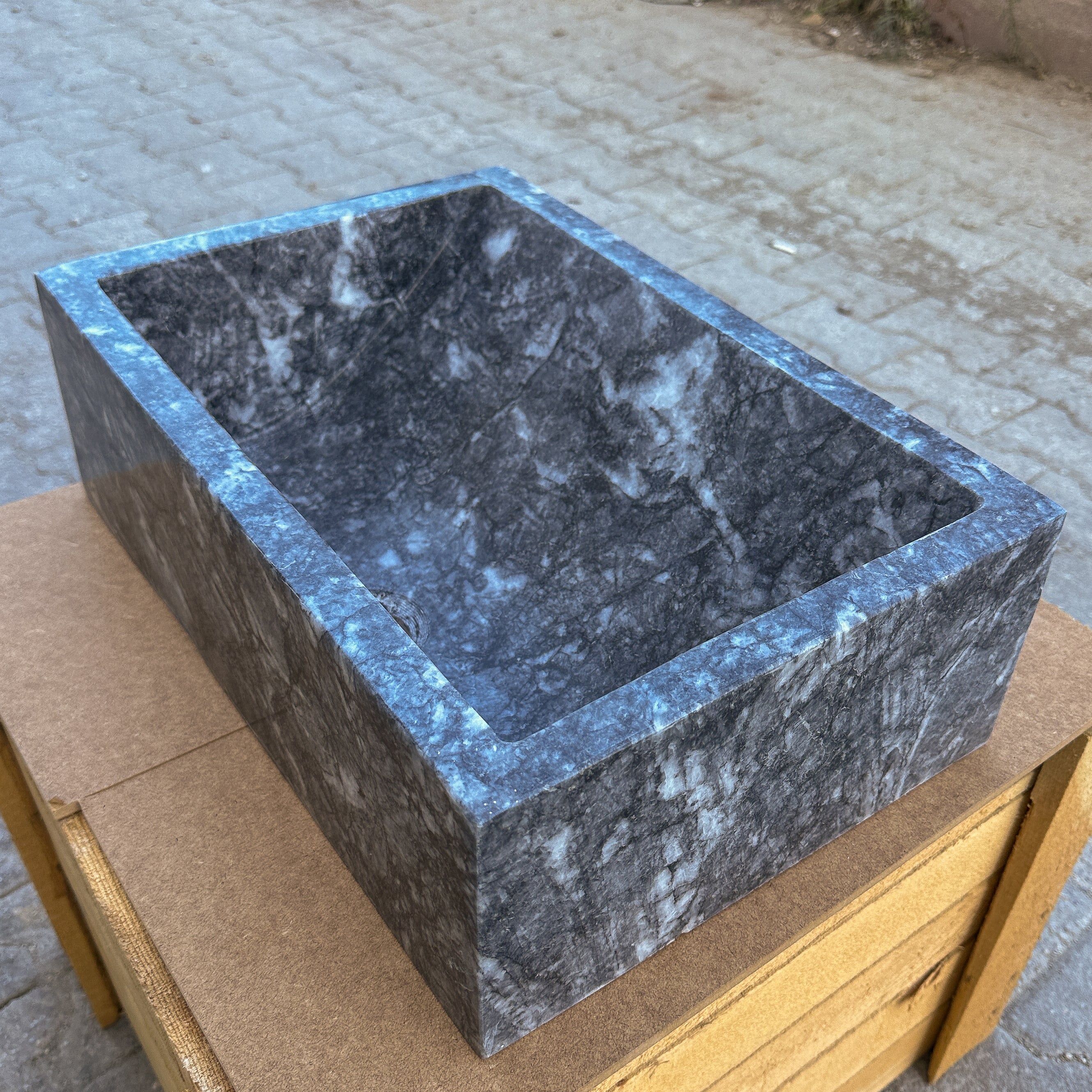 Bursa Gray Marble Rectangular Stone Above Vanity Bathroom Sink Polished (W)12" (L)18" (H)6"