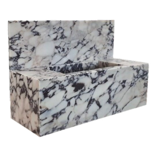 Calacatta Viola Marble Rectangular Wall-mount Bathroom Sink with 10" Backsplash (W)16" (L)32" (H)10"