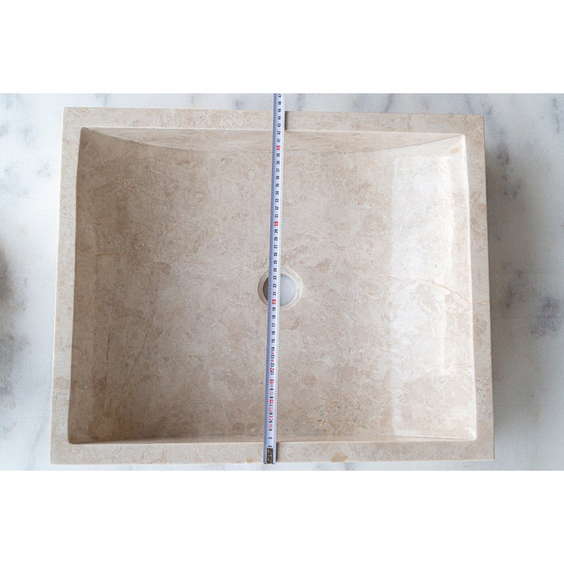 Cappuccino Beige Marble Rectangular Above Vanity Bathroom Sink (W)18" (L)21.5" (H)5"