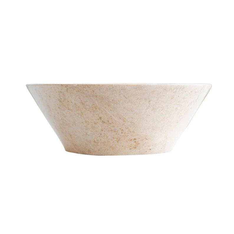 Cappuccino Beige Marble V-Shape Tapered Above Vanity Bathroom Sink Polished (D)16" (H)6"