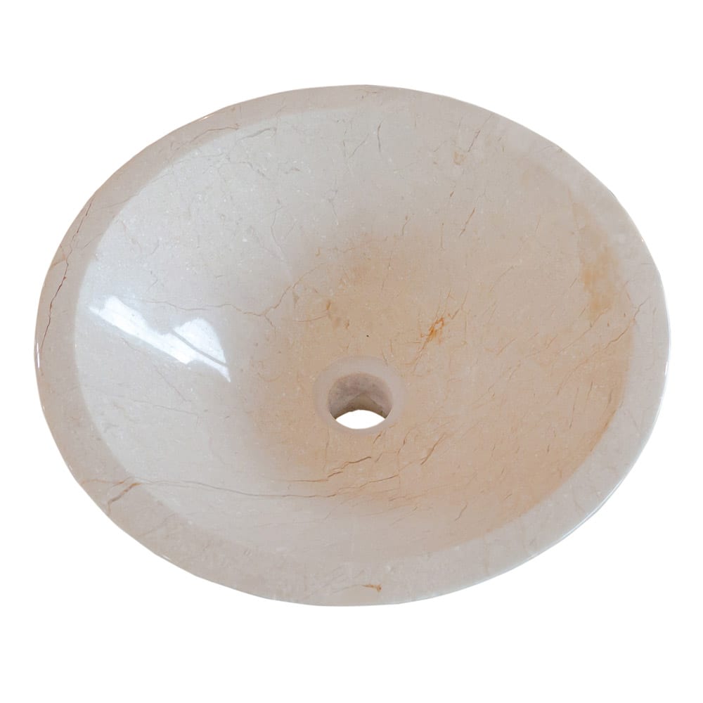 Crema Marfil Marble Natural Stone V-Shape Tapered Above Vanity Bathroom Sink High-Gloss Polished