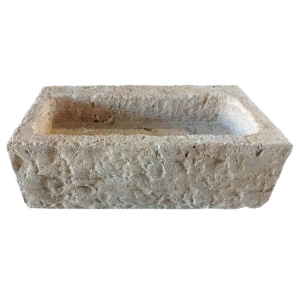 Ephesus Light Travertine Rustic Old-world Look Wall-mount Outdoor Sink (W)18" (L)28" (H)8"