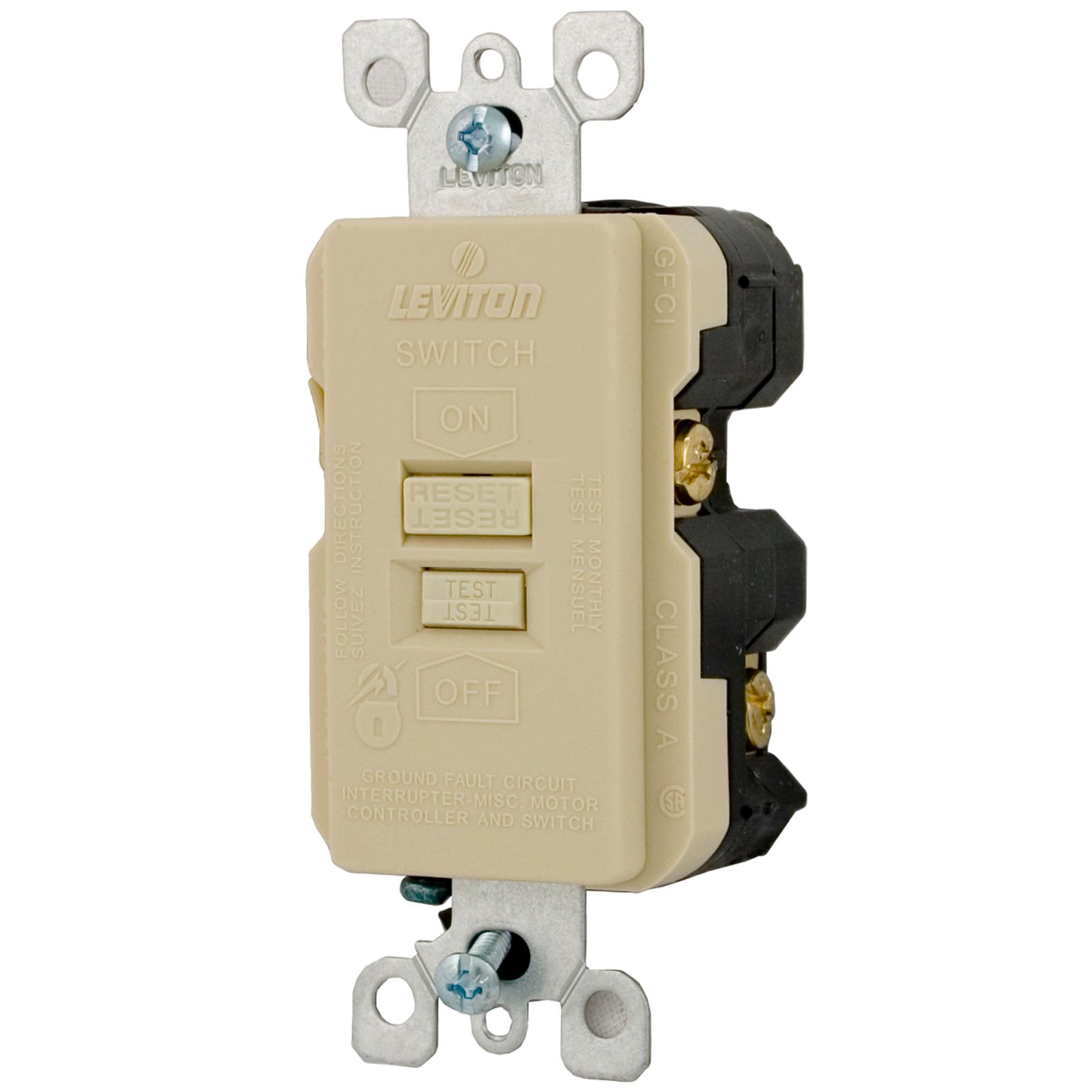 Leviton GFCI Breaker [20A] [SPST] [125v] [Deadfront] [Ivory] (GFRBF-1) Electrical: Ground Fault Circuit Interrupter (GFCI) GFRBF-1