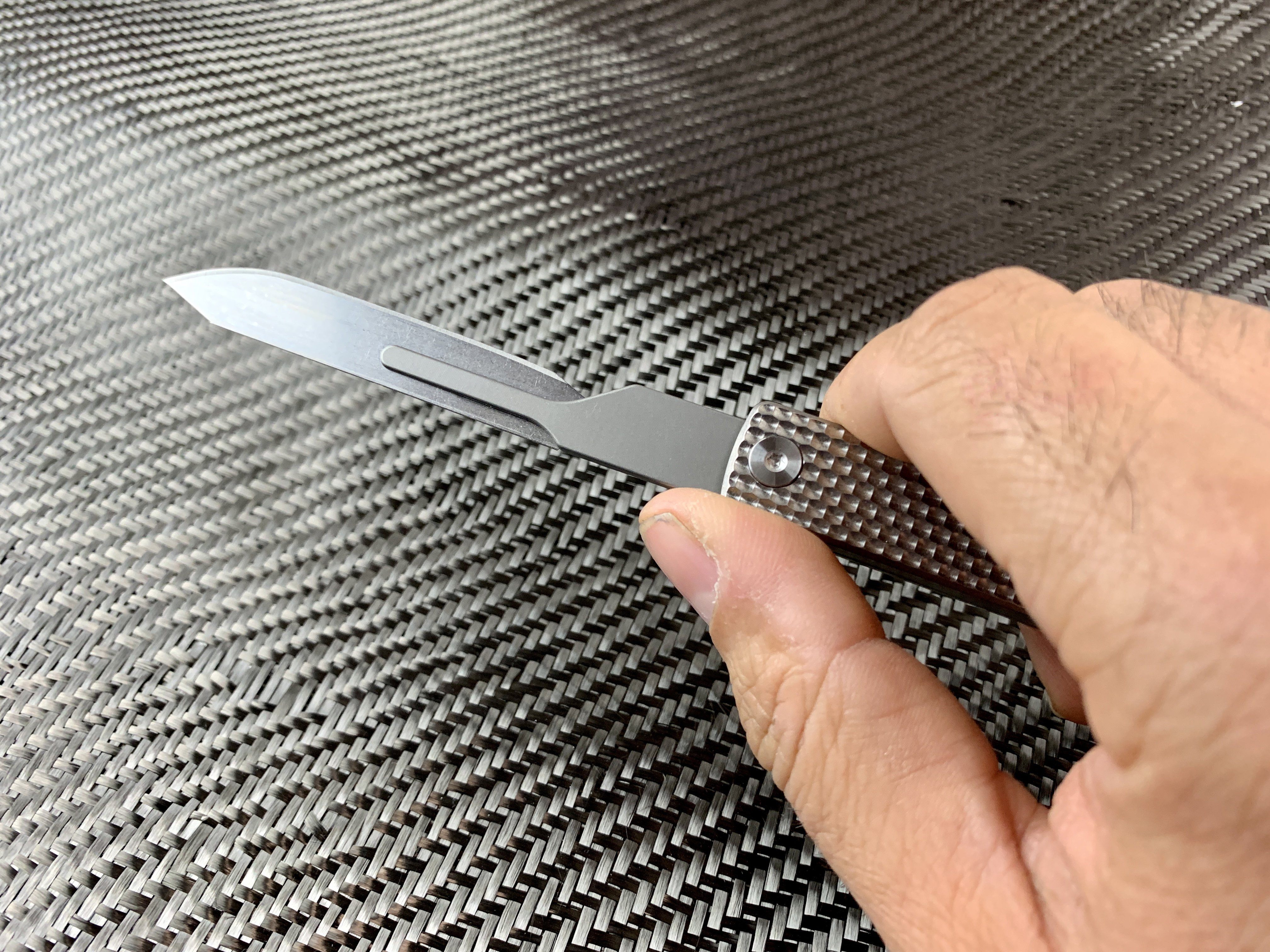 Oversized - Folding Titanium Craft Scalpel Knife + Case + Spare Blades!