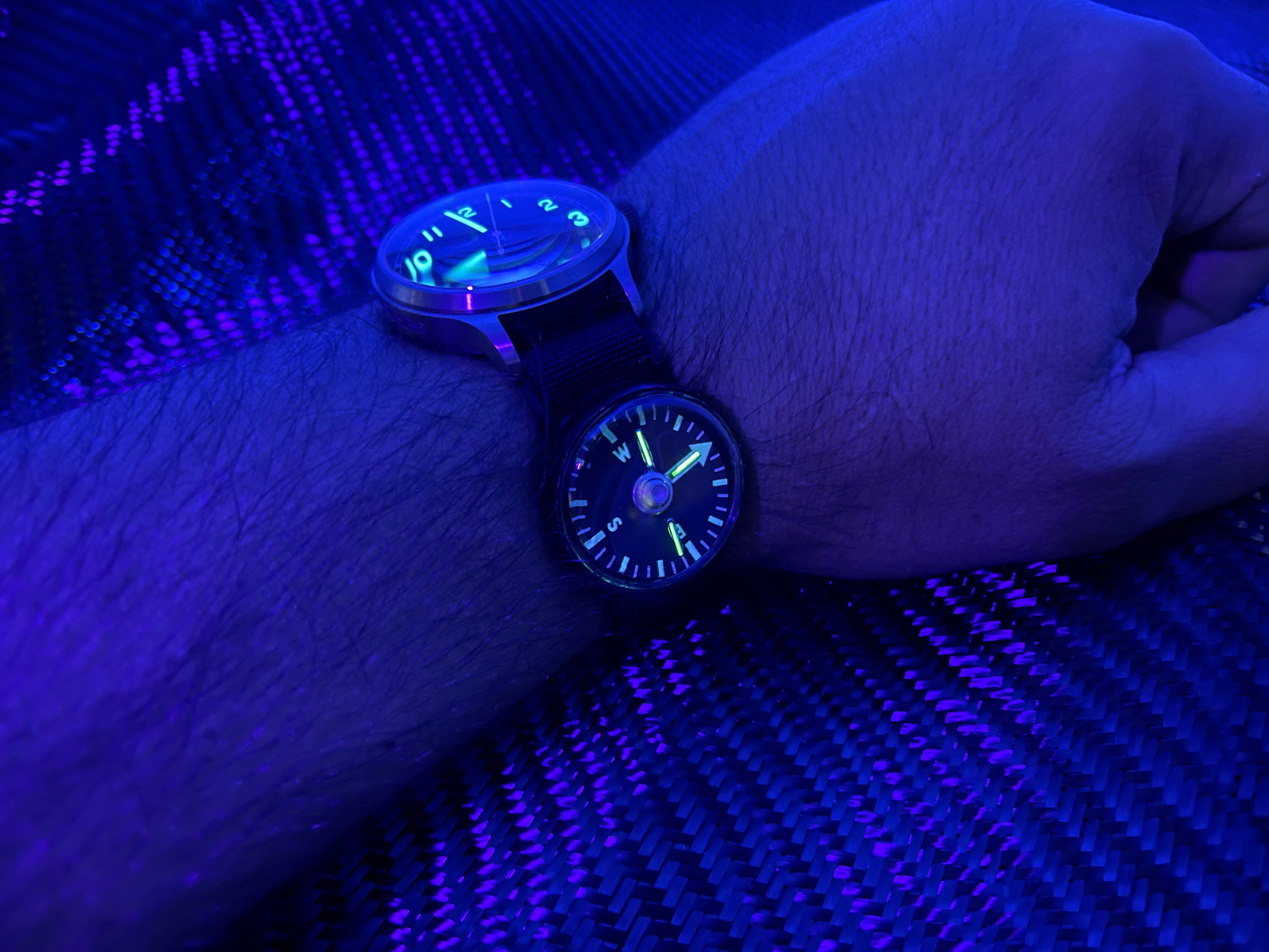 Tritium Wrist Compass + Zipper Pouch Combo