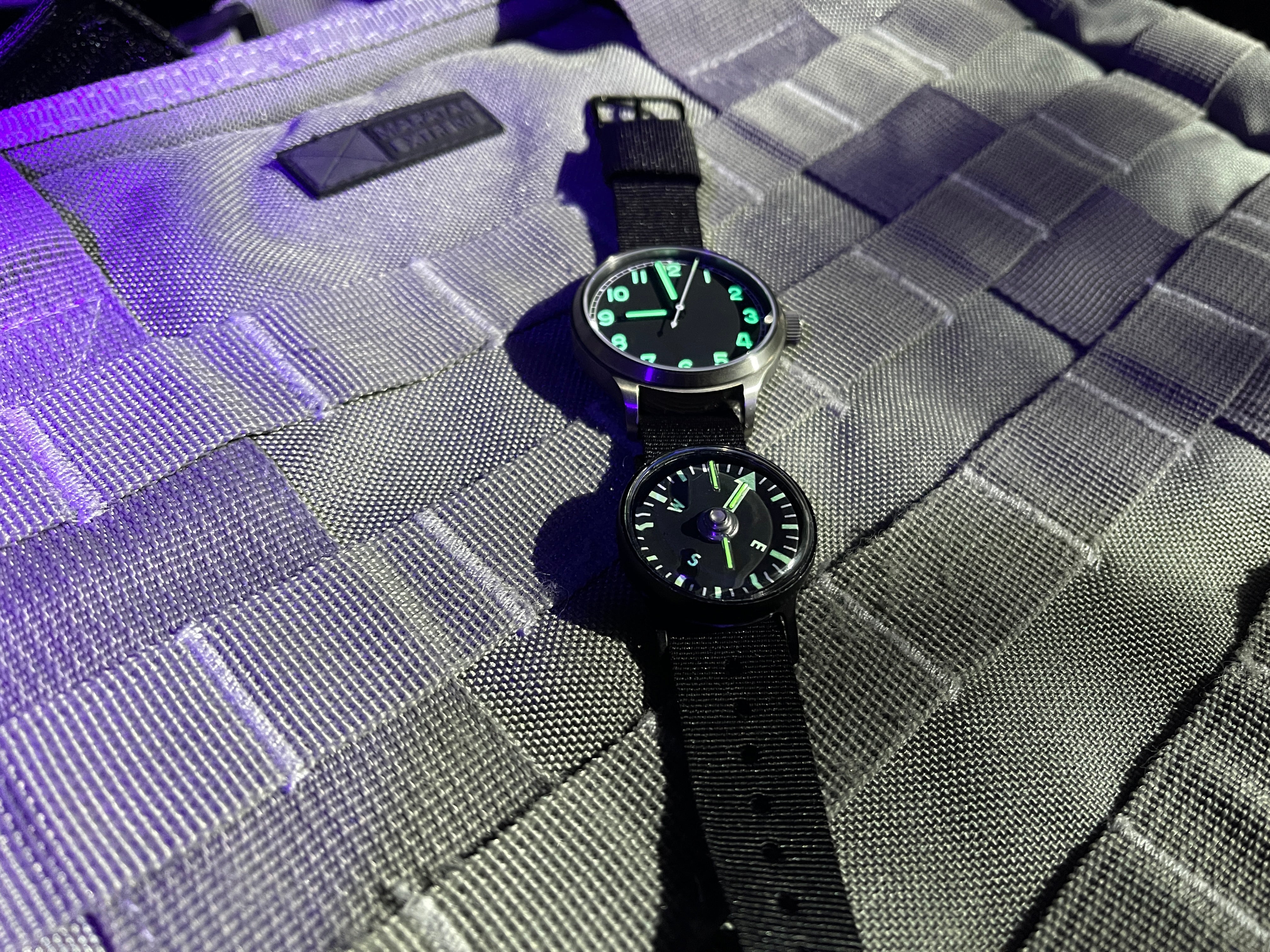 Tritium Wrist Compass + Zipper Pouch Combo