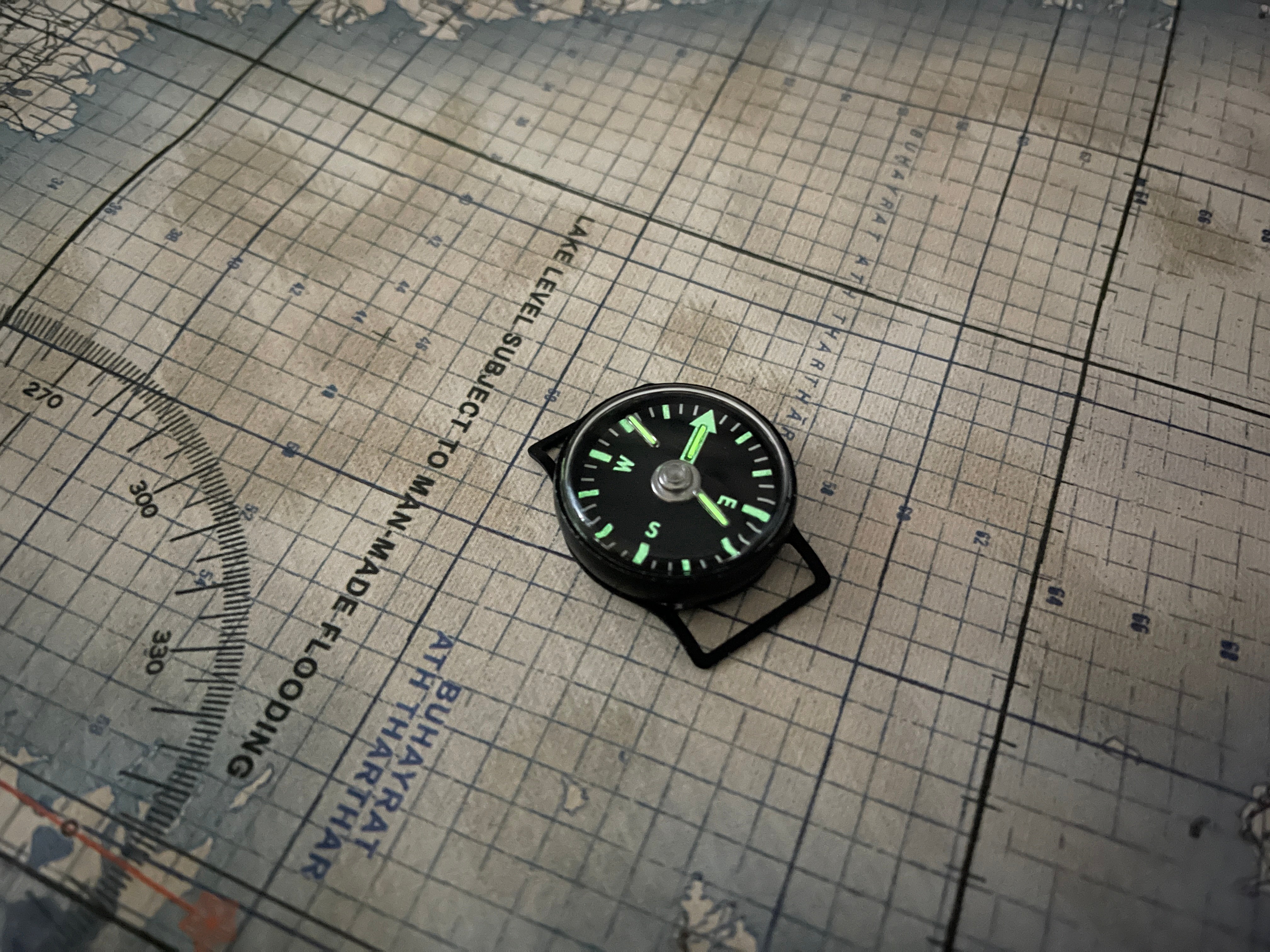 Tritium Wrist Compass + Zipper Pouch Combo