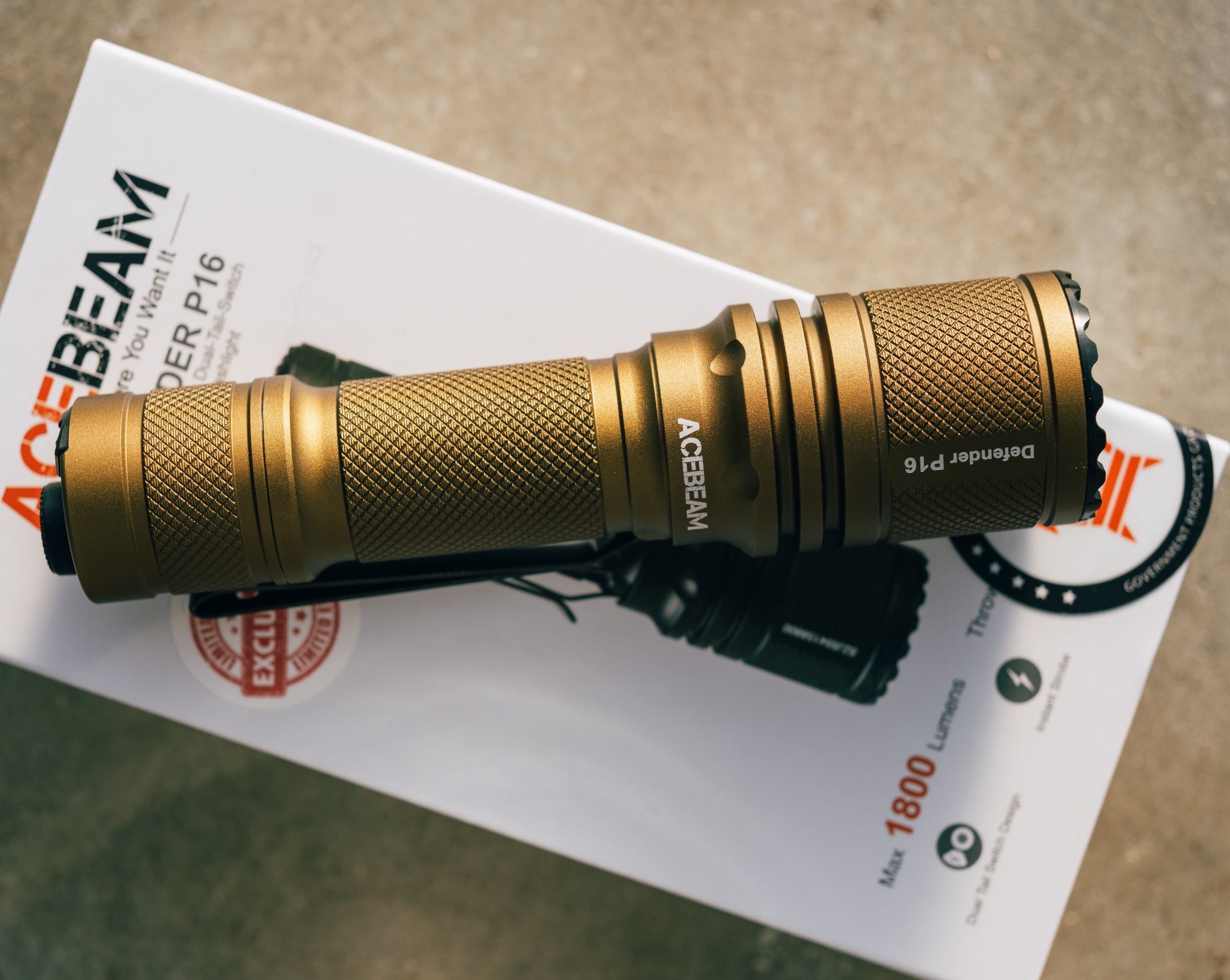 Desert Bronze - Tactical Defender P16 Dual Switch / Acebeam® & Maratac® Collab Flashlight - CC Exclusive!