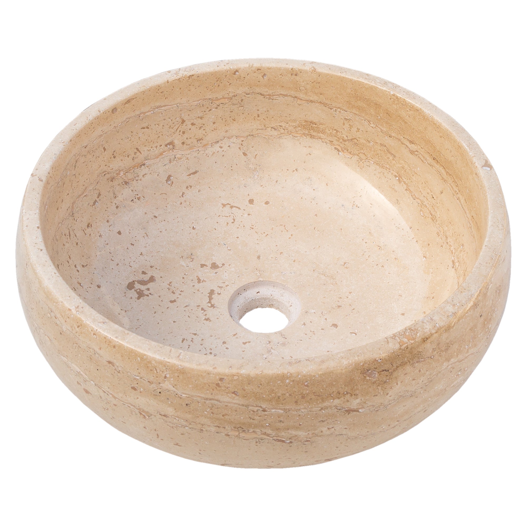 Light Beige Travertine Natural Stone Above Vanity Bathroom Vessel Sink Polished