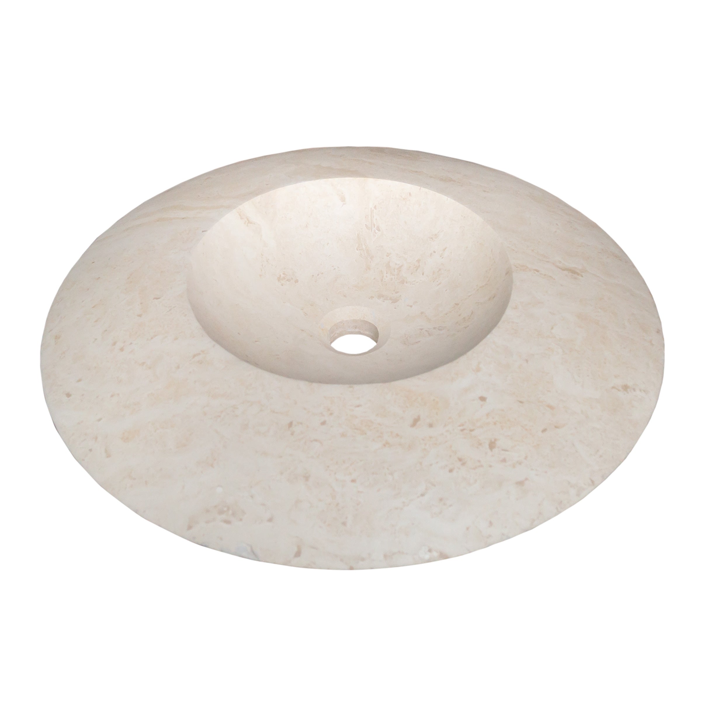 Light Travertine Natural Stone UFO Shape Above Vanity Bathroom Sink Honed