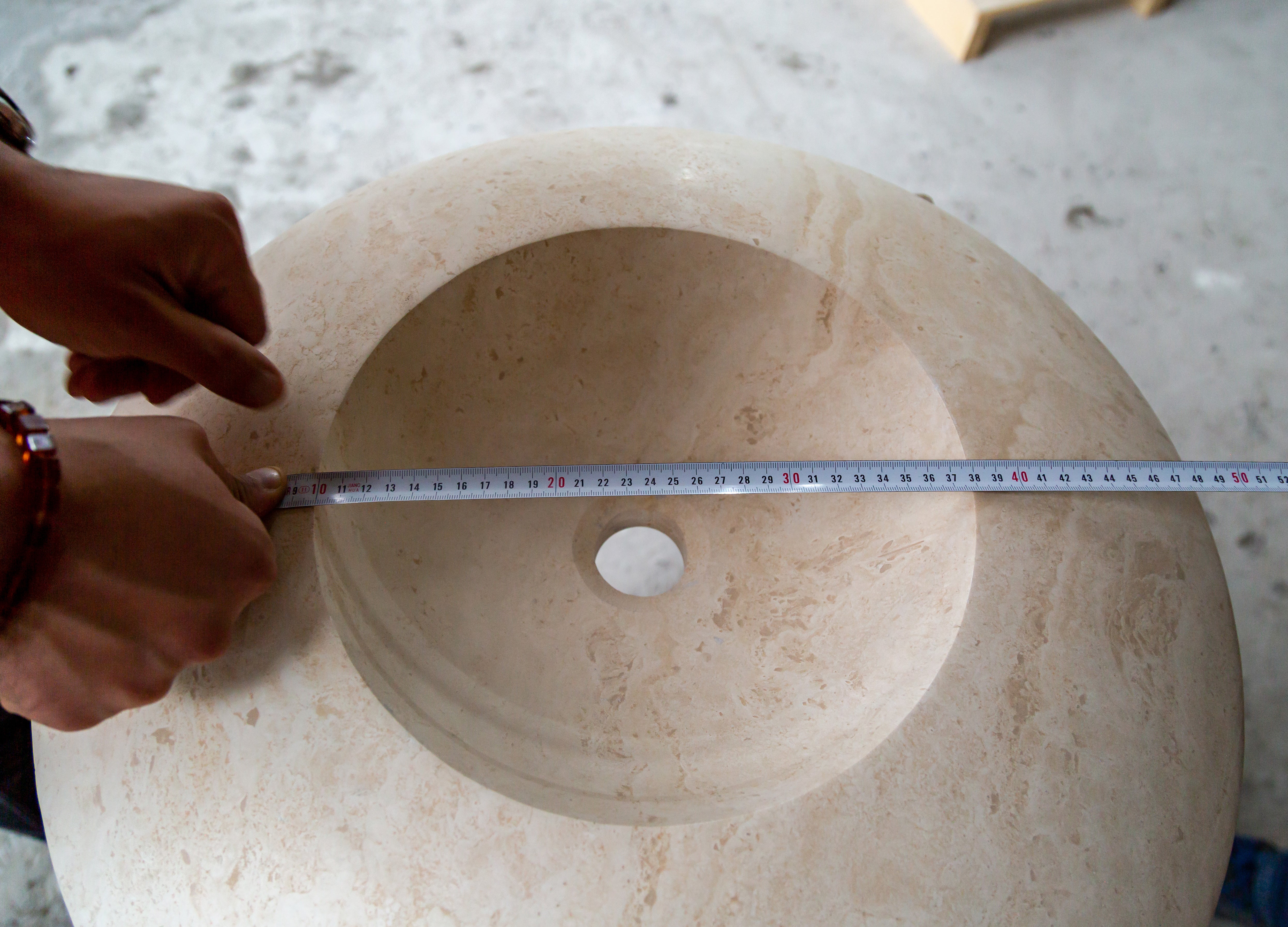 Light Travertine Natural Stone UFO Shape Above Vanity Bathroom Sink Honed