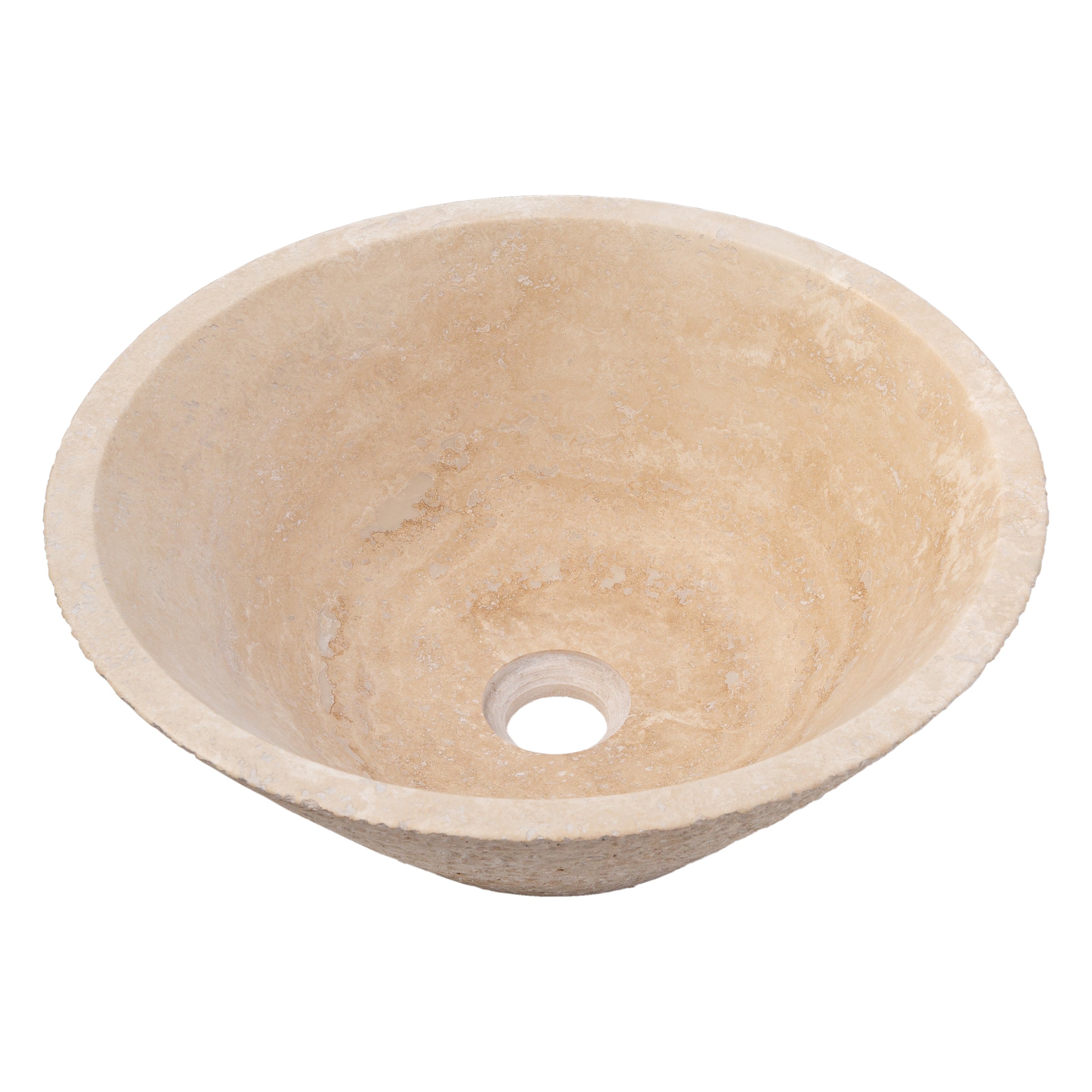 Light Beige Travertine V-Shape Tapered Above Vanity Bathroom Sink (D)16" (H)6"