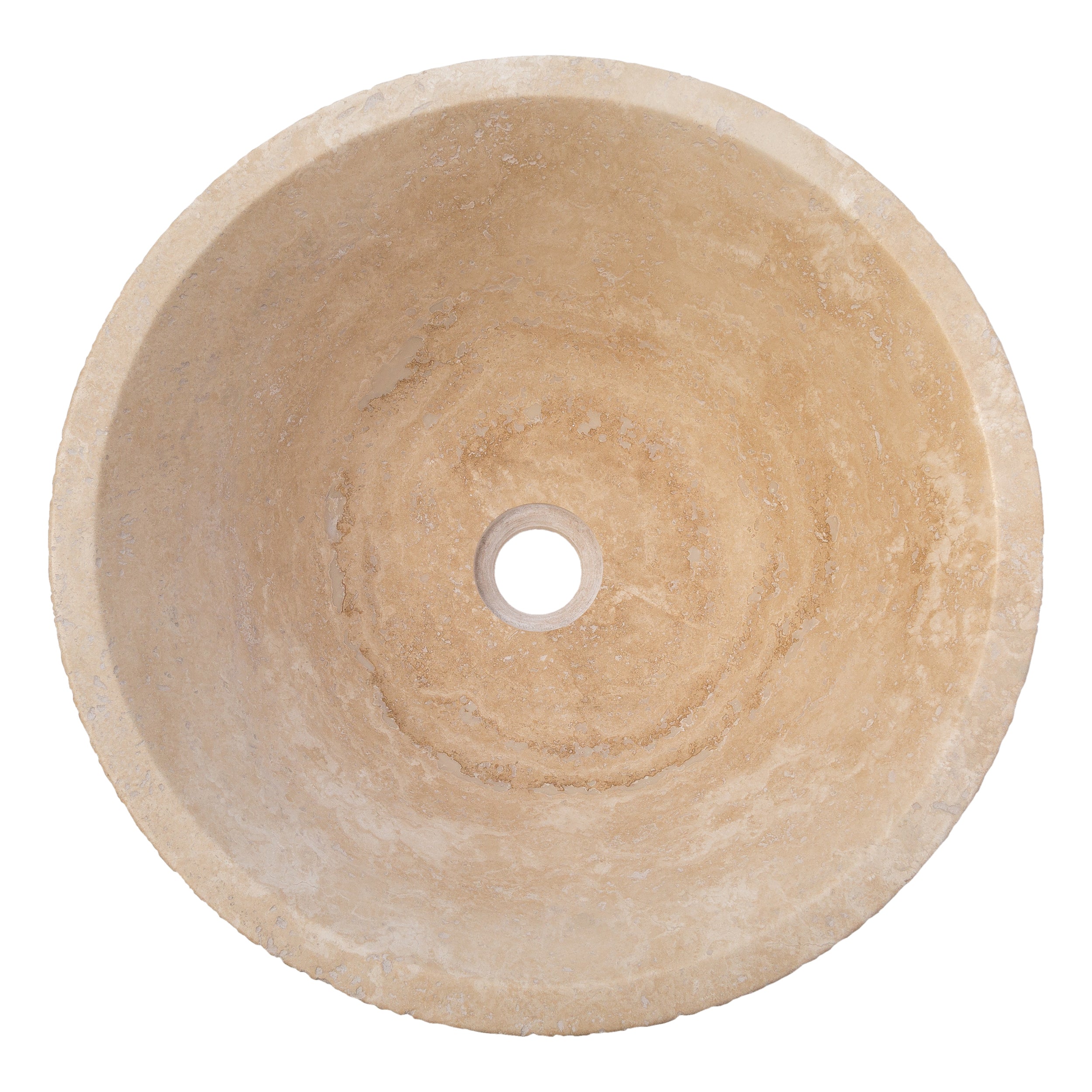 Light Beige Travertine V-Shape Tapered Above Vanity Bathroom Sink (D)16" (H)6"