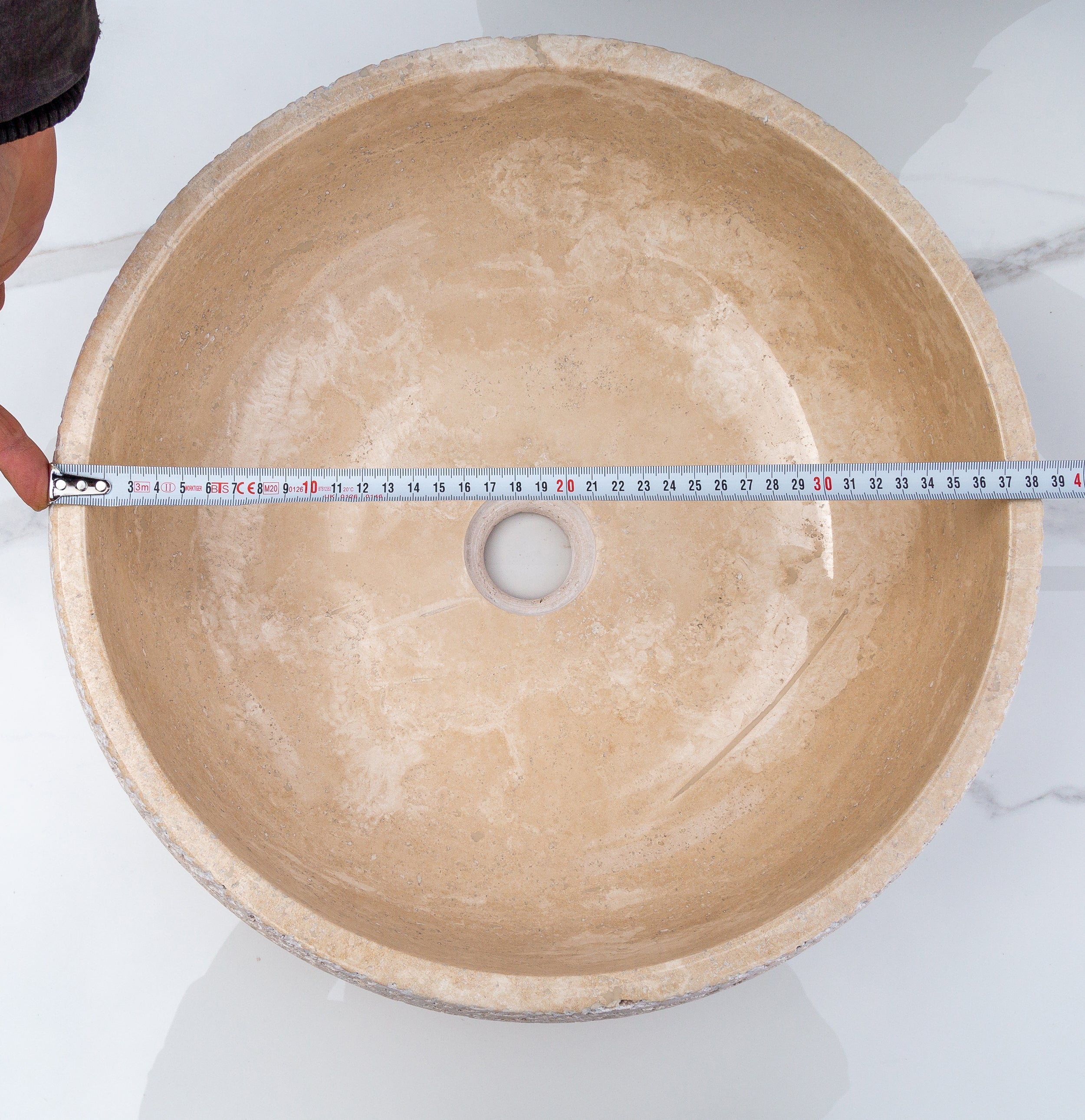 Light Beige Travertine Above Vanity Bathroom Sink Rustic Outside (D)16" (H)6"