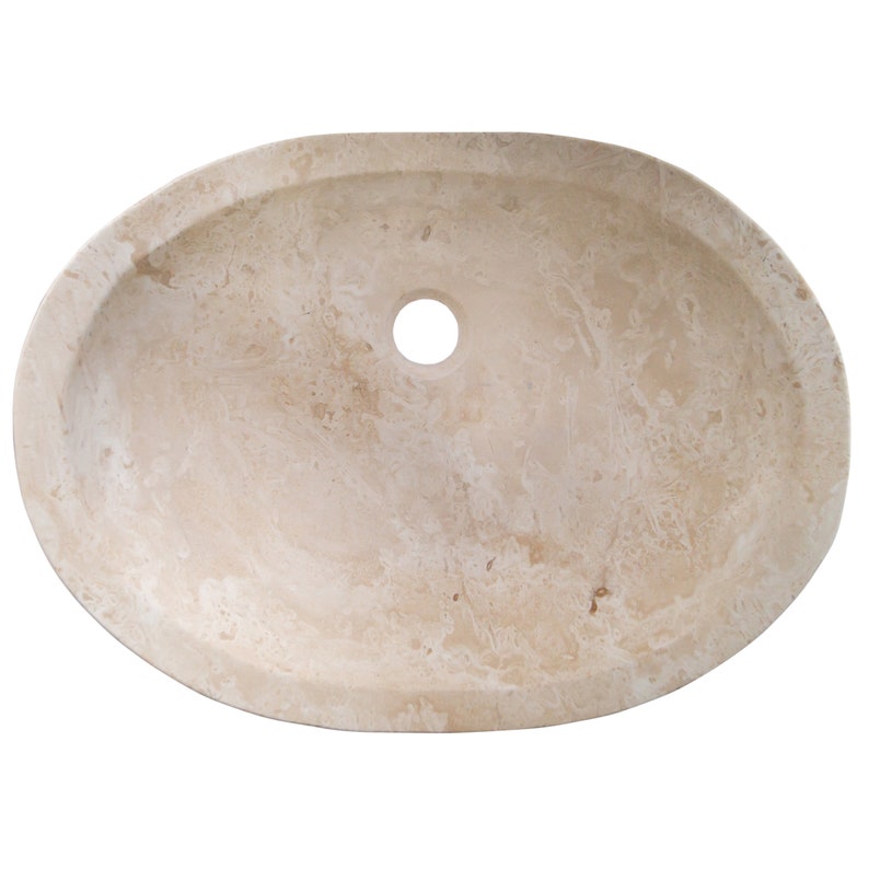 Light Travertine Natural Stone Designer Above Vanity Bathroom Vessel Sink Honed