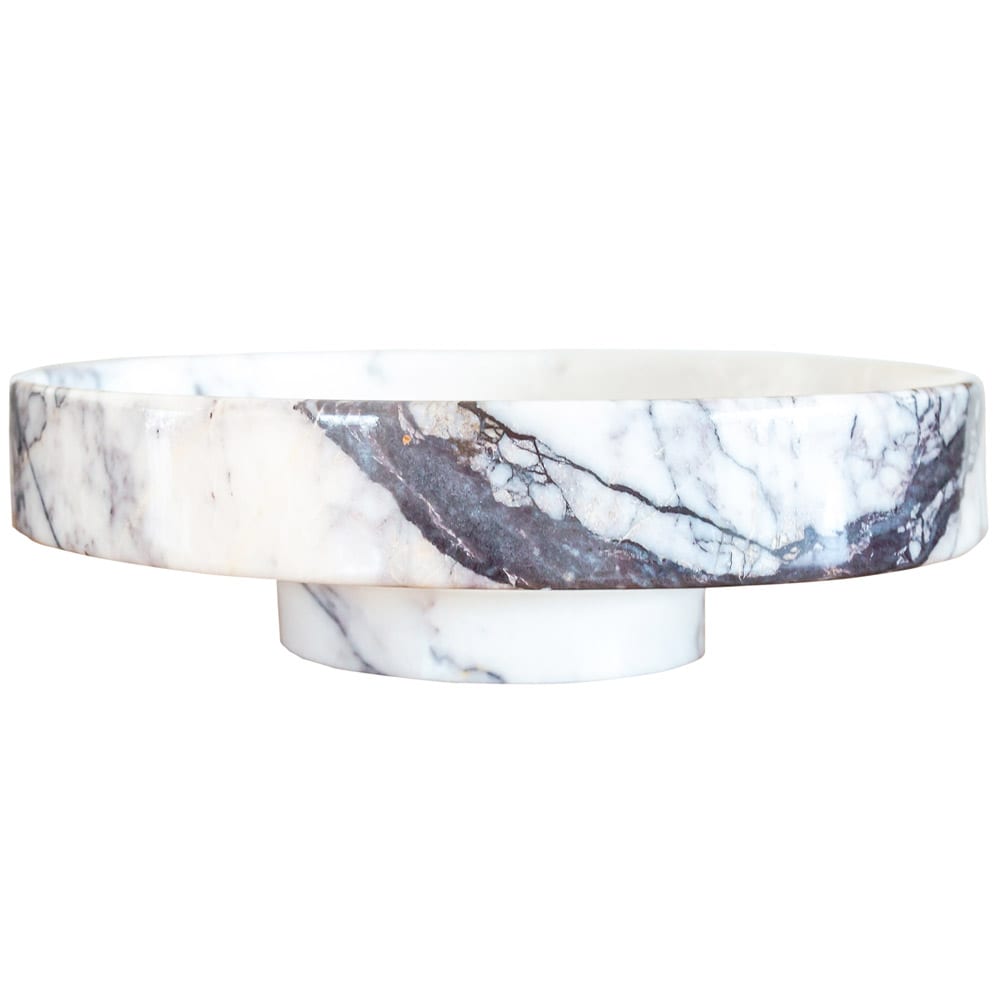 New York Marble Natural Stone Round Above Vanity Bathroom Sink Polished (D)15.5" (H)4.5"