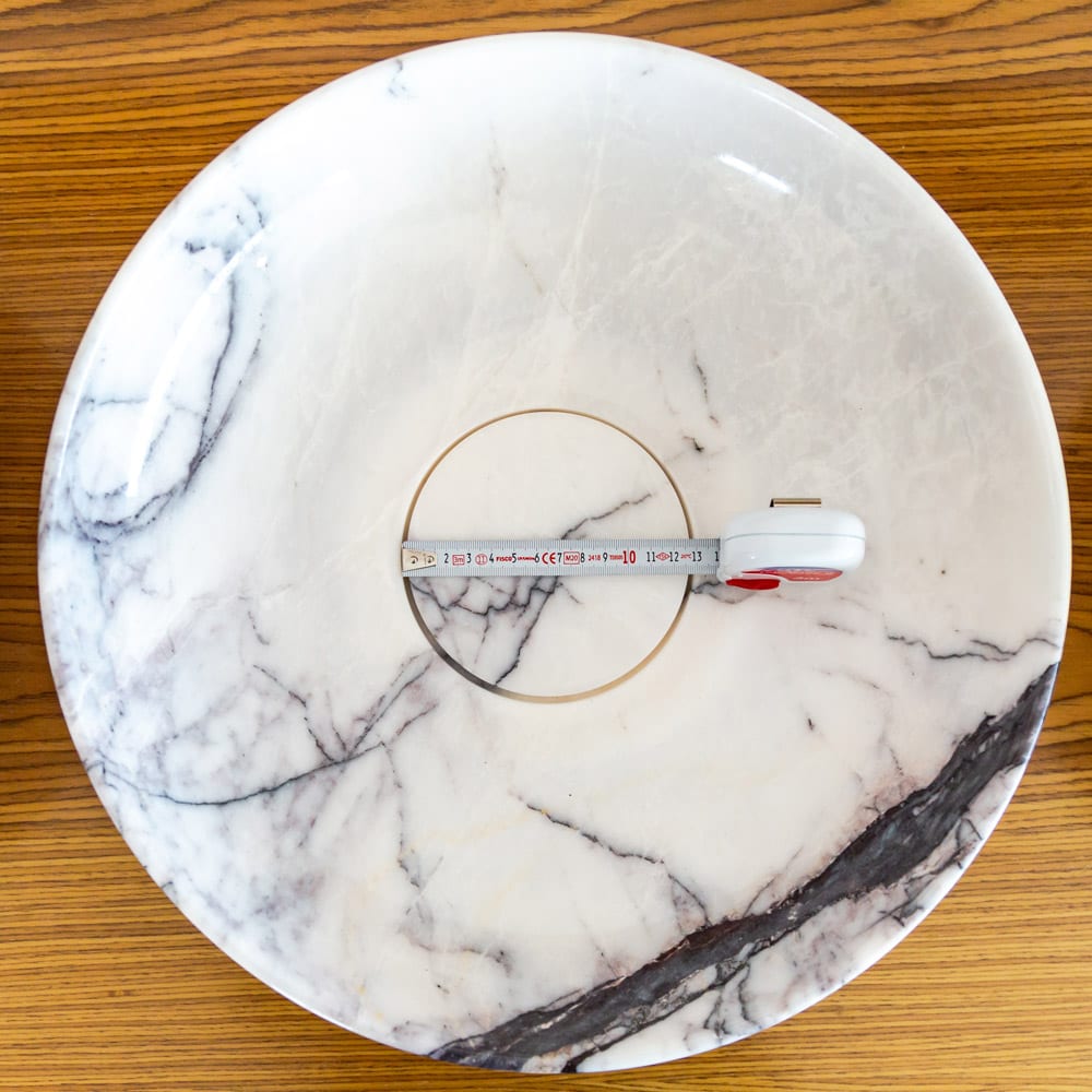 New York Marble Natural Stone Round Above Vanity Bathroom Sink Polished (D)15.5" (H)4.5"