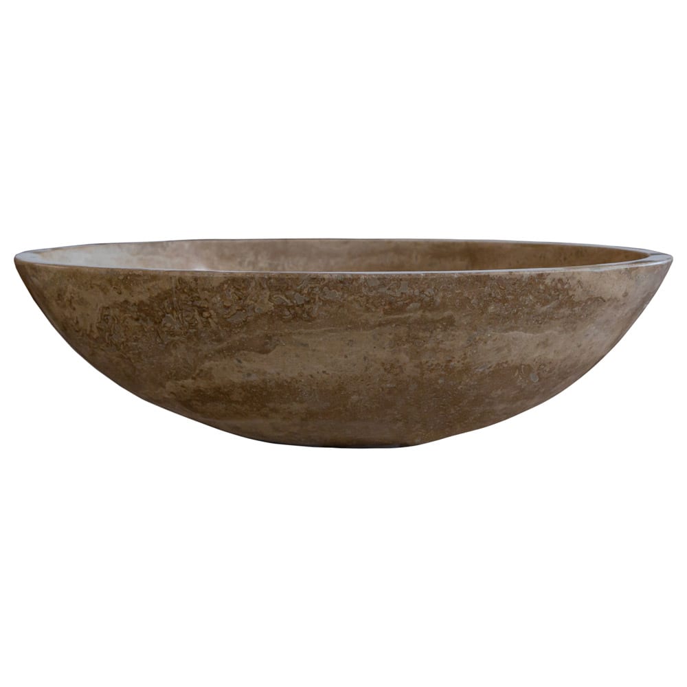 Noce Brown Travertine Natural Stone Oval Above Vanity Bathroom Sink (W)16" (L)21" (H)6"