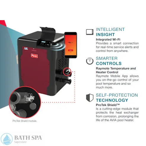 Raypak Avia HD, P-R264A-EN-C, 264K BTU, Copper (018032) Spa Parts: Spa Heaters (Raypak Spa Heaters) RAY018032_2