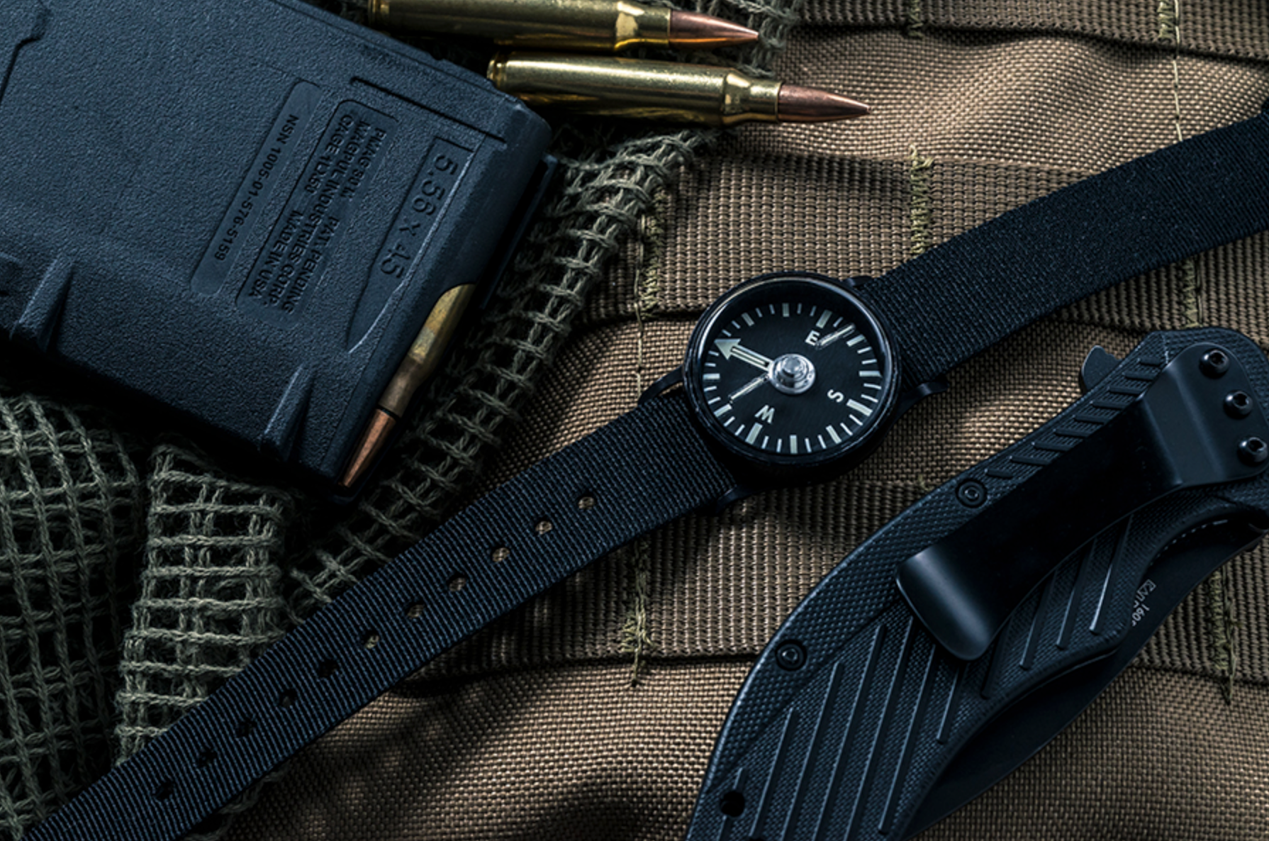 Tritium Wrist Compass + Zipper Pouch Combo