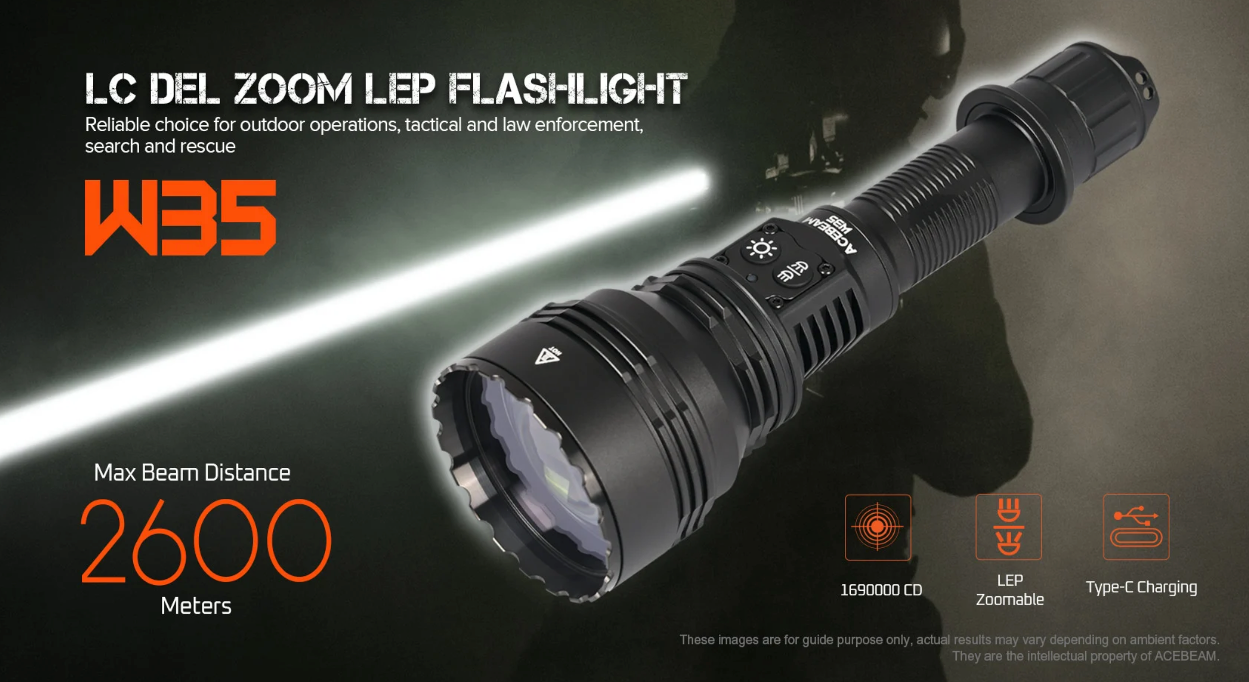 W35 LC DEL LEP ZOOM Flashlight - Acebeam® Exclusive