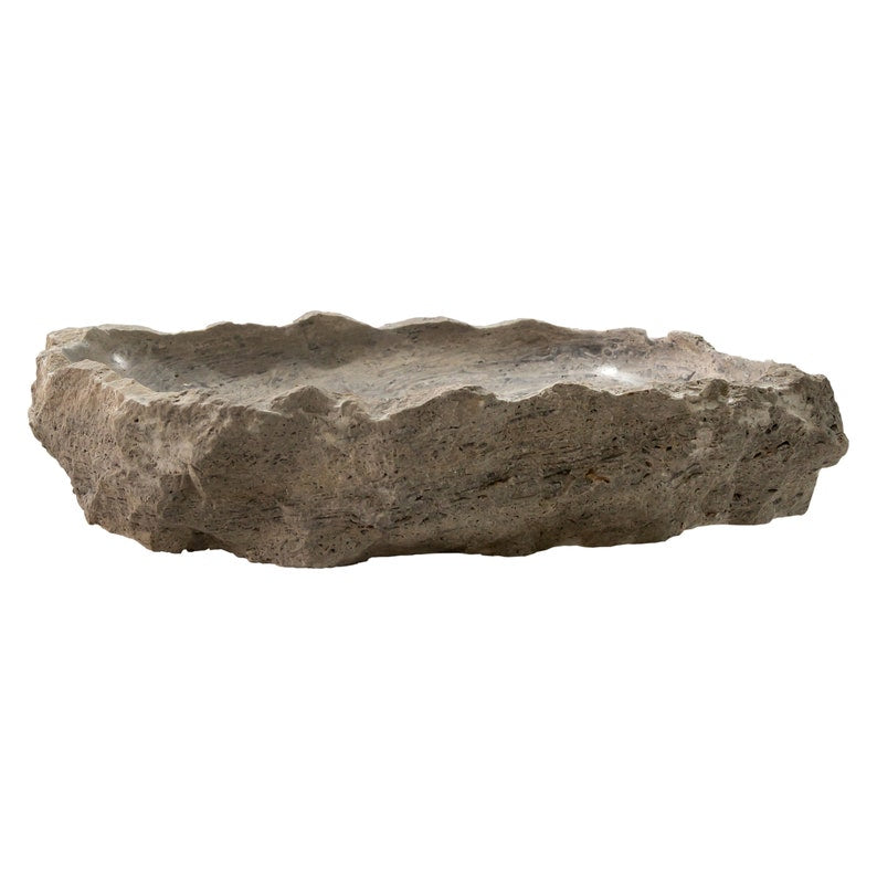 Silver Travertine Rustic Natural Stone Above Vanity Random Shape Sink