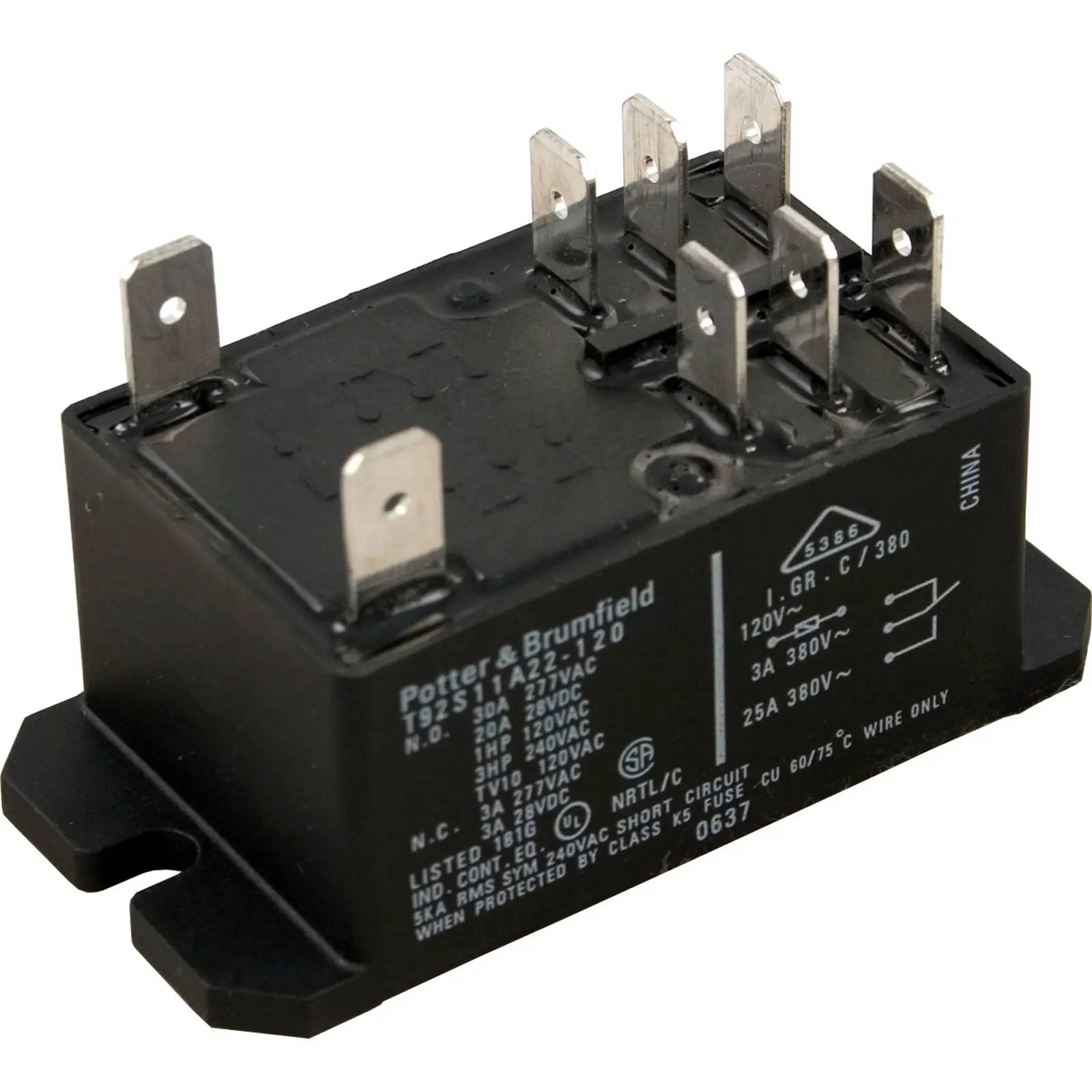Relay Potter & Brumfield - DPDT 30A 120V Coil 8 Pin [T92S211A22-120] Spa Parts T92S11A22-120