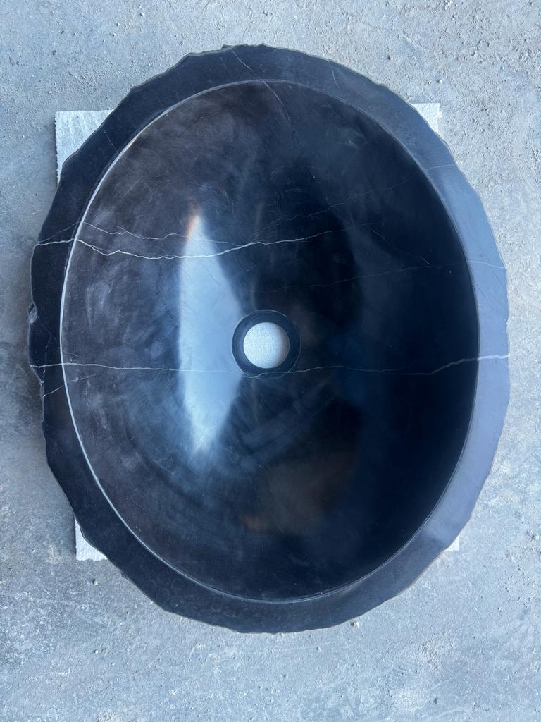 Toros Black Rustic Marble Above Vanity Bathroom Oval Sink (L)17" (W)14" (H)6"