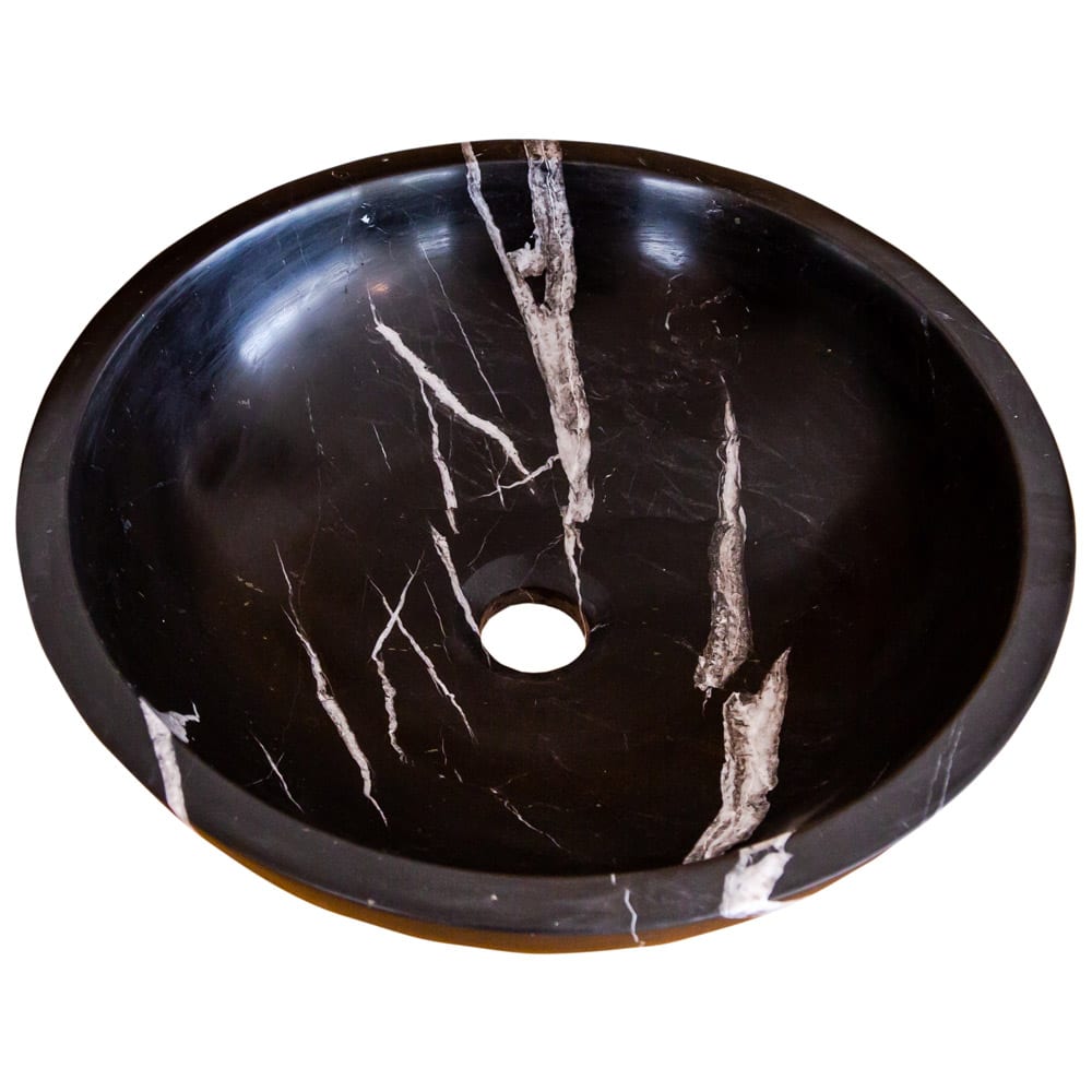 Natural Stone Toros Black Marble Above Vanity Bathroom Sink (D)16" (H)6"