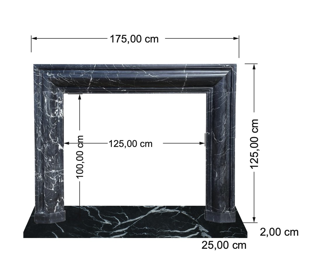 Toros Black Marble Hand-carved Fireplace Mantel Polished (W)49" (H)69"