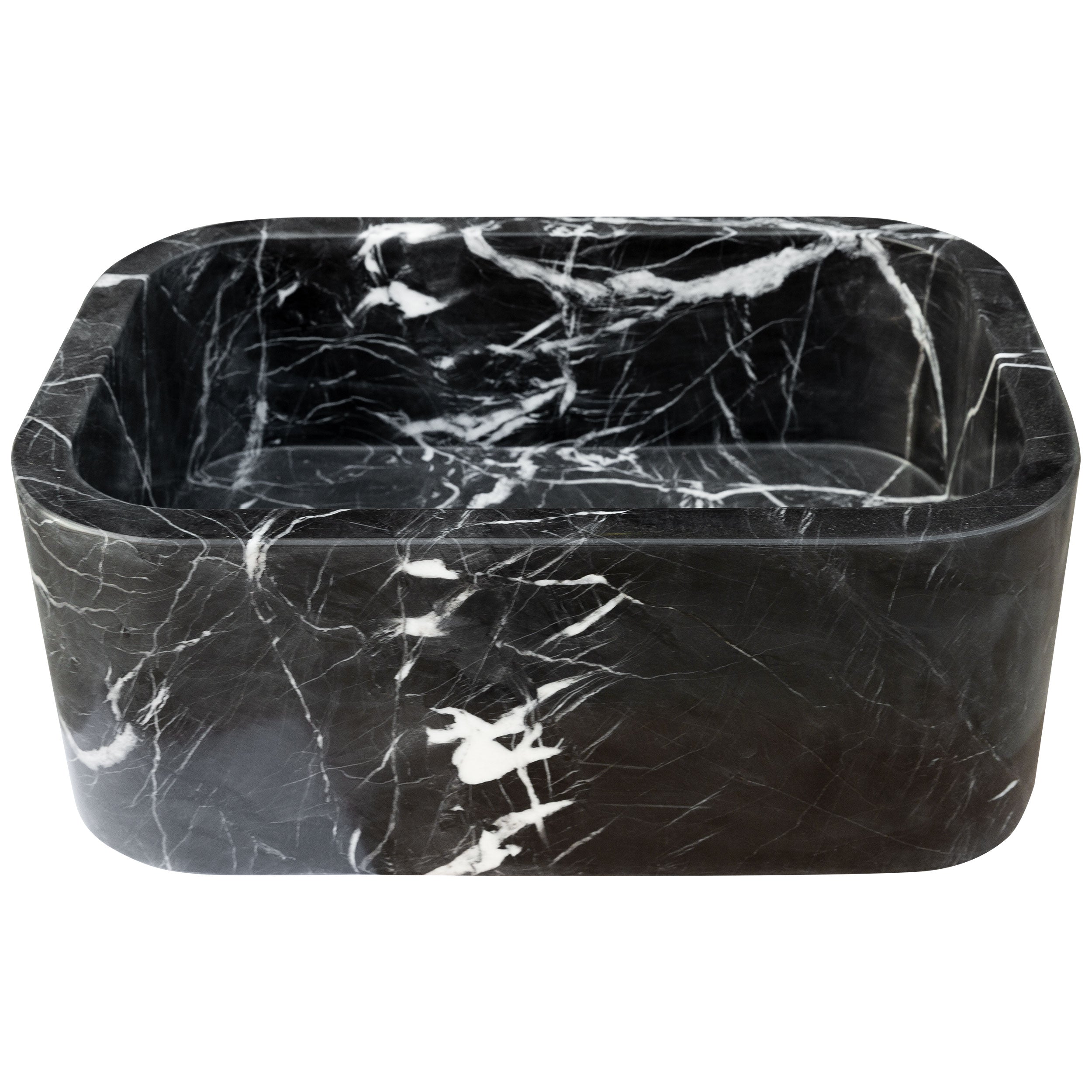 Toros Black Marble Rectangular Wall-mount Bathroom Sink (W)12" (W)18" (H)7"