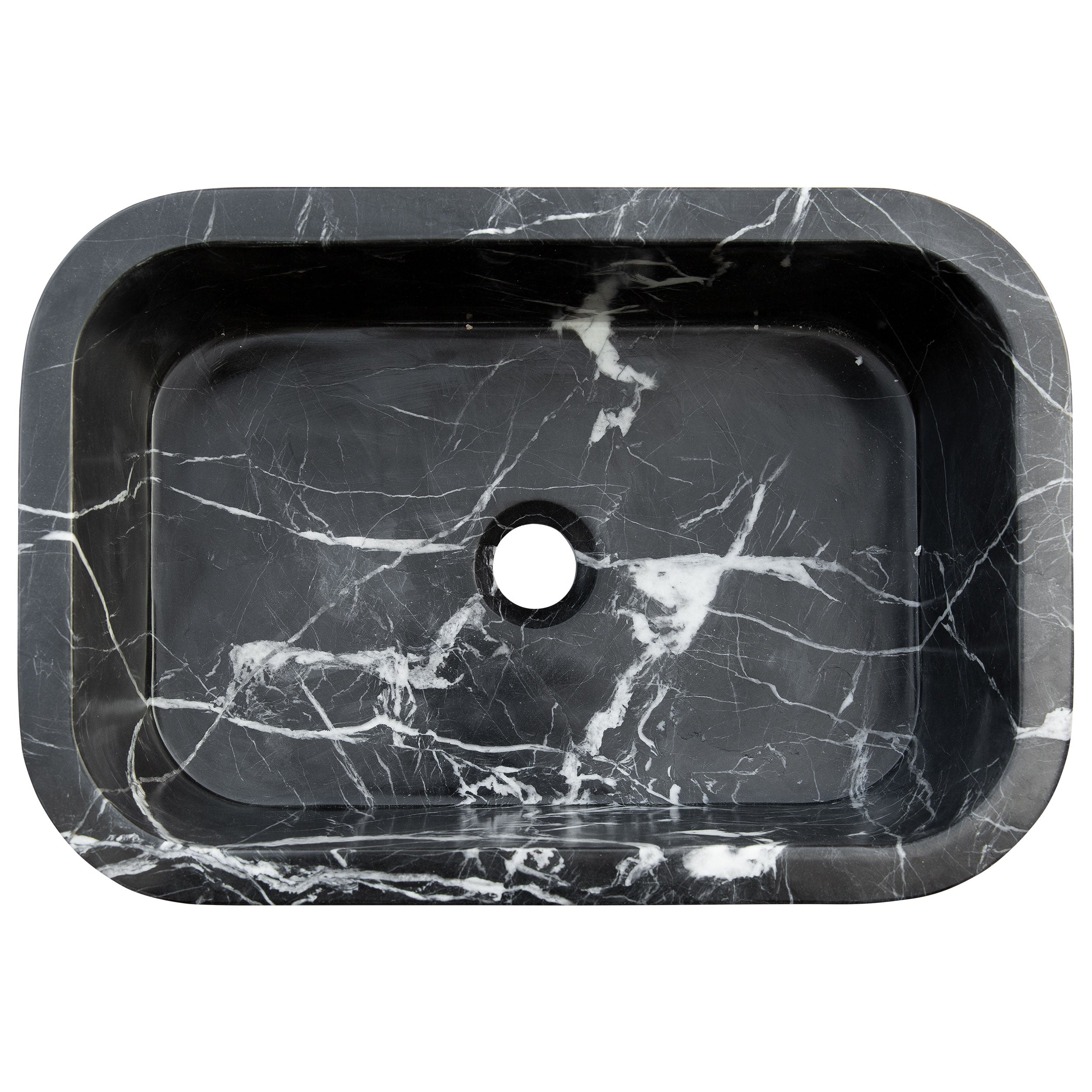 Toros Black Marble Rectangular Wall-mount Bathroom Sink (W)12" (W)18" (H)7"