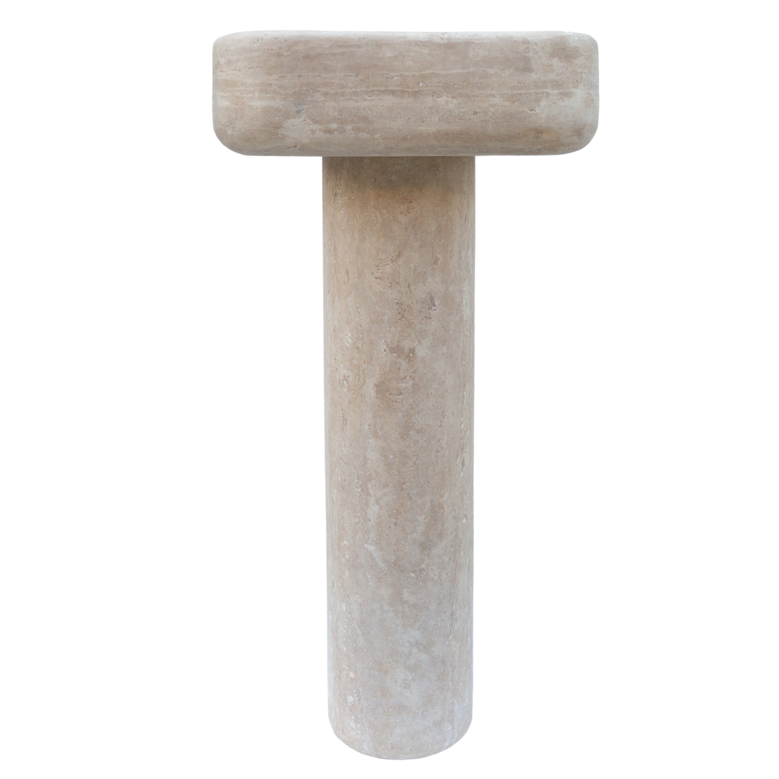 Troia Light Travertine Pedestal Stand-alone Sink Honed and Filled (W)15" (L)16" (H)33.5"