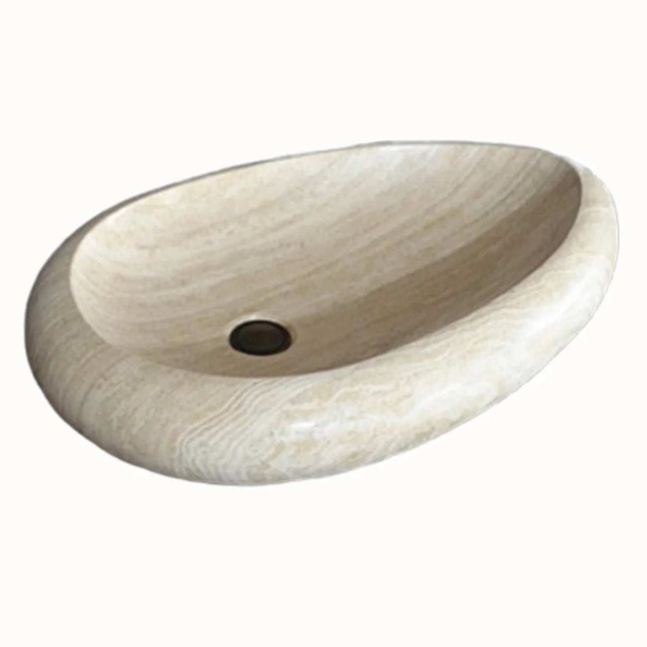 Troia Light Travertine Stone Teardrop Shape Above Vanity Bathroom Vessel Sink