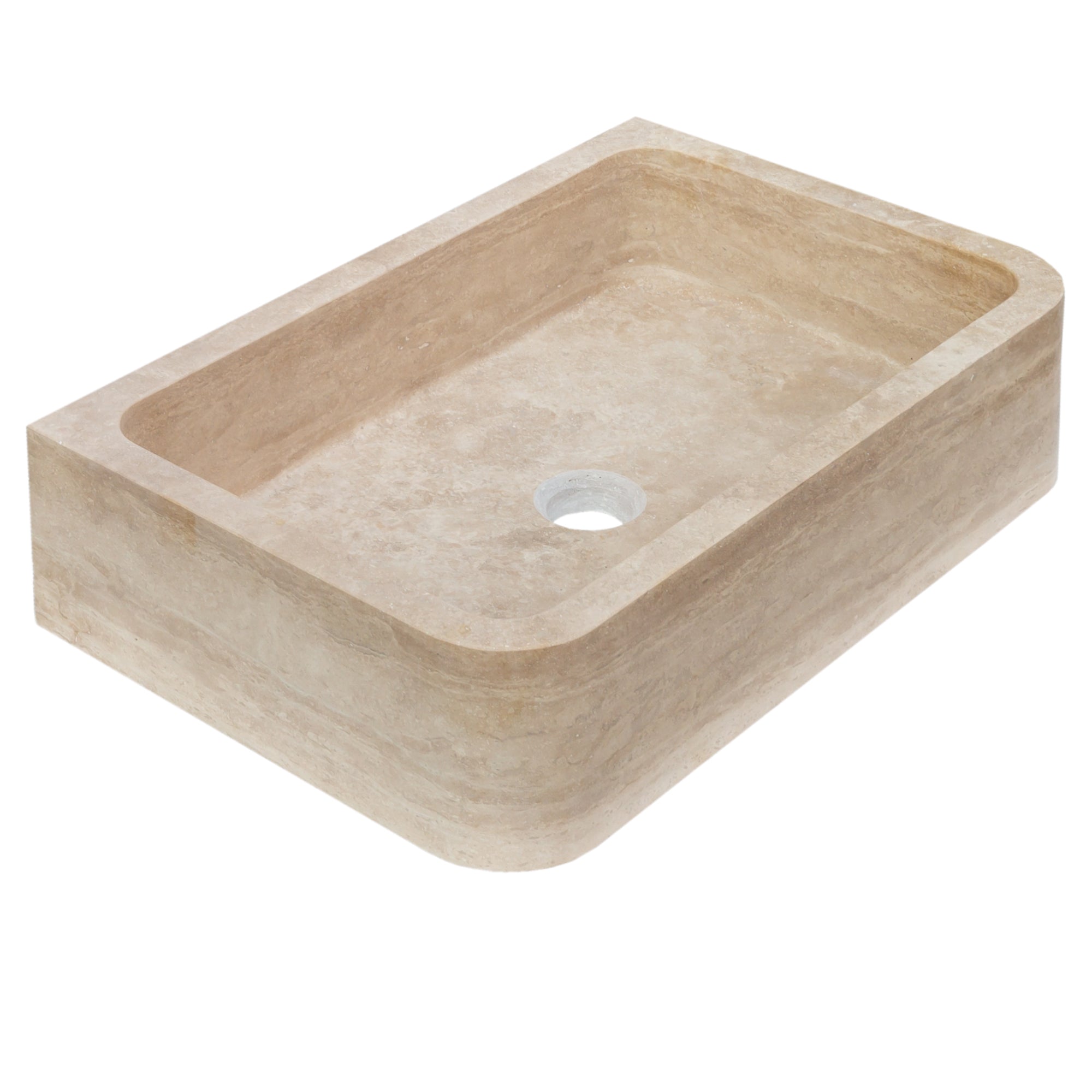 Troia Light Travertine Rectangular Farmhouse Kitchen Sink (W)18" (L)27.5" (H)7"