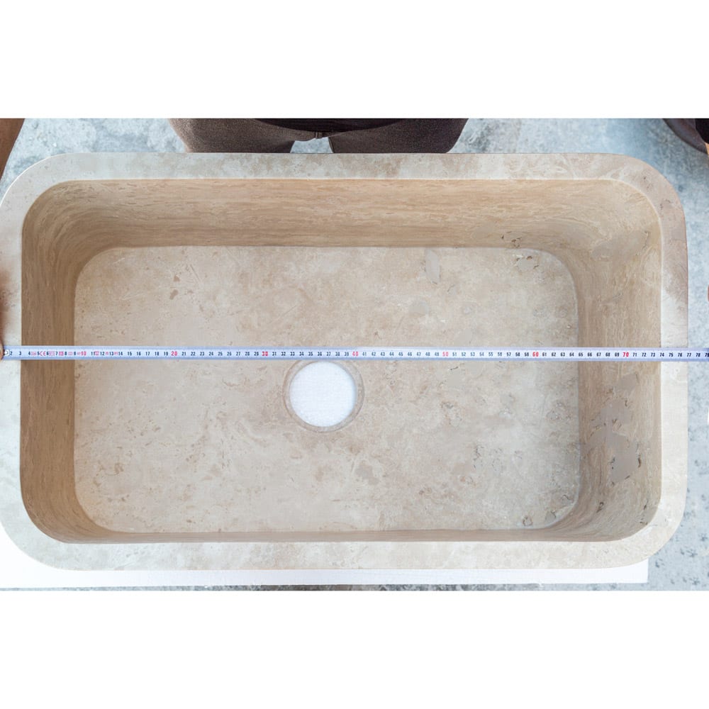 Troia Light Travertine Rectangular Farmhouse Kitchen Sink Honed (W)18" (L)30" (H)10"